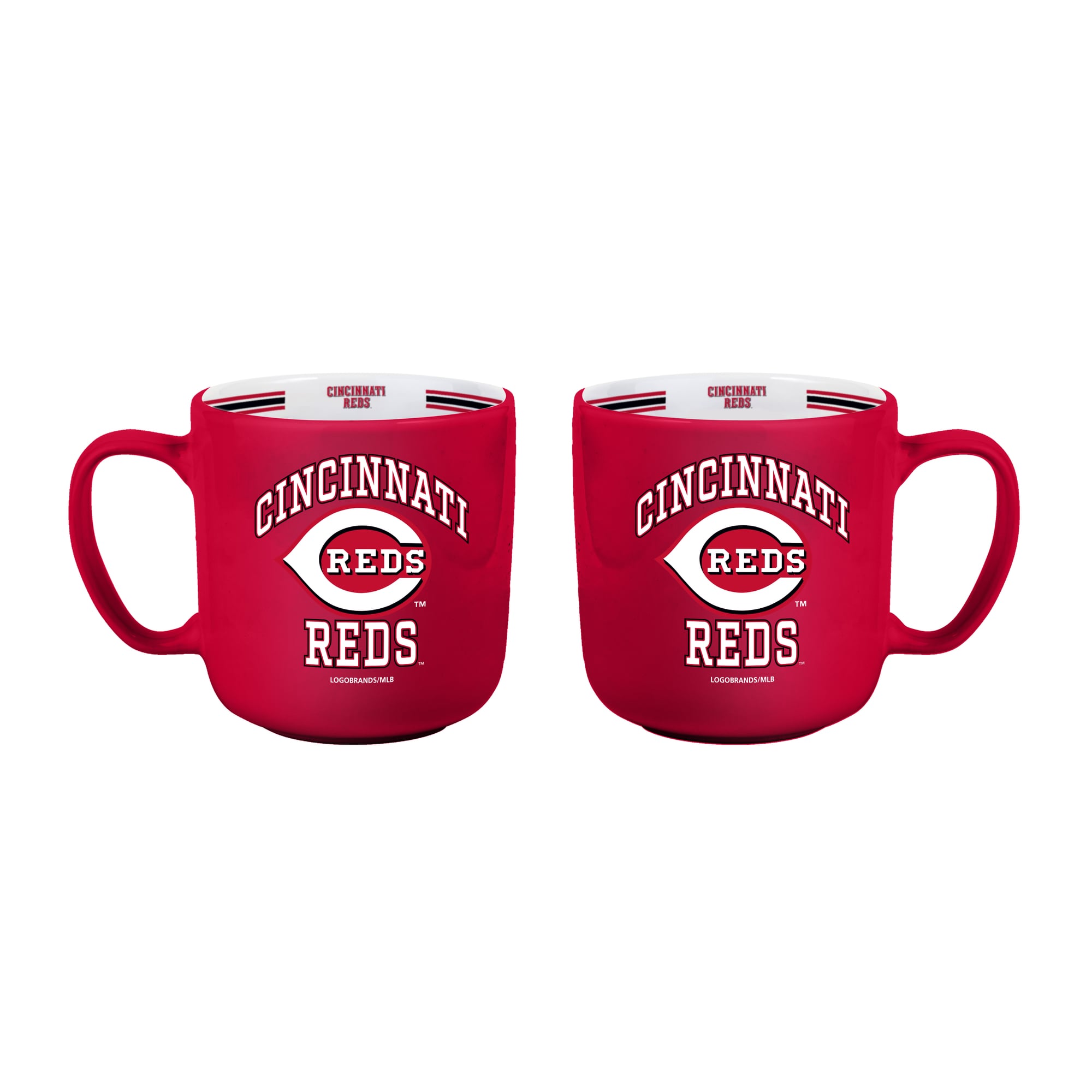 Ensemble de deux tasses rayées de 44 cl (15 oz) Logo Brands Cincinnati Reds