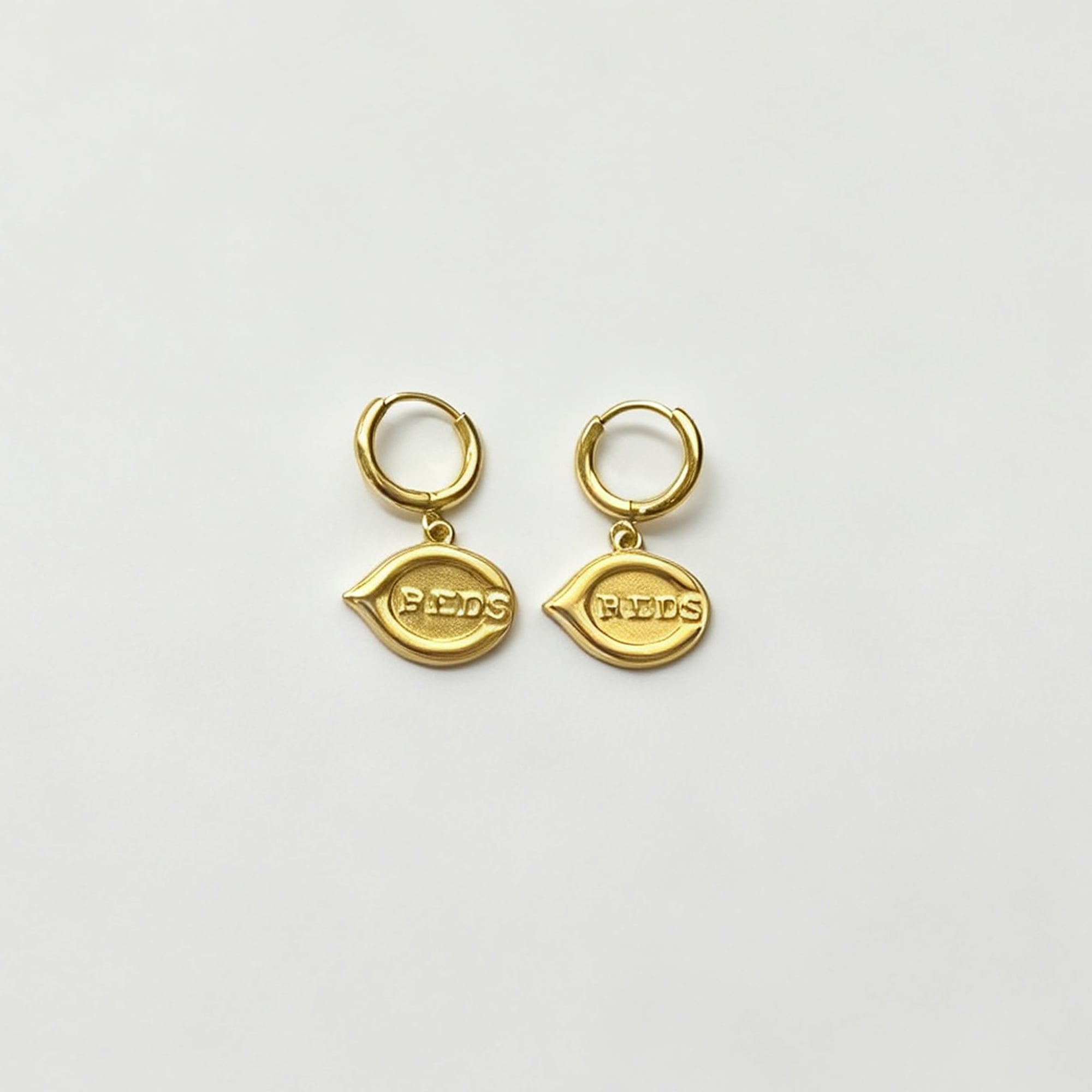 LUV AJ Cincinnati Reds Logo Charm Huggie Earrings