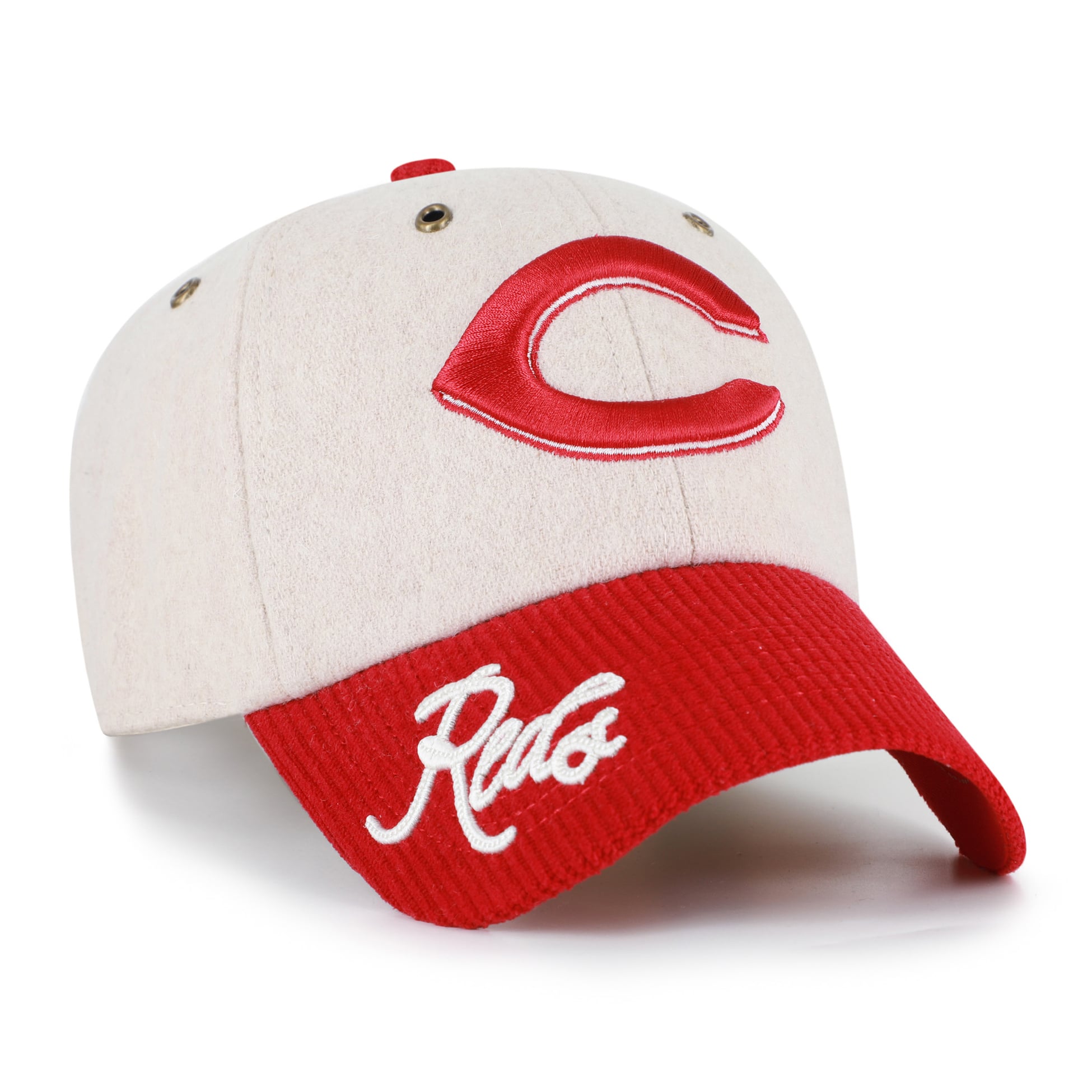 Casquette ajustable pour homme « 47 Natural/Red Cincinnati Reds » avec inscription en corde