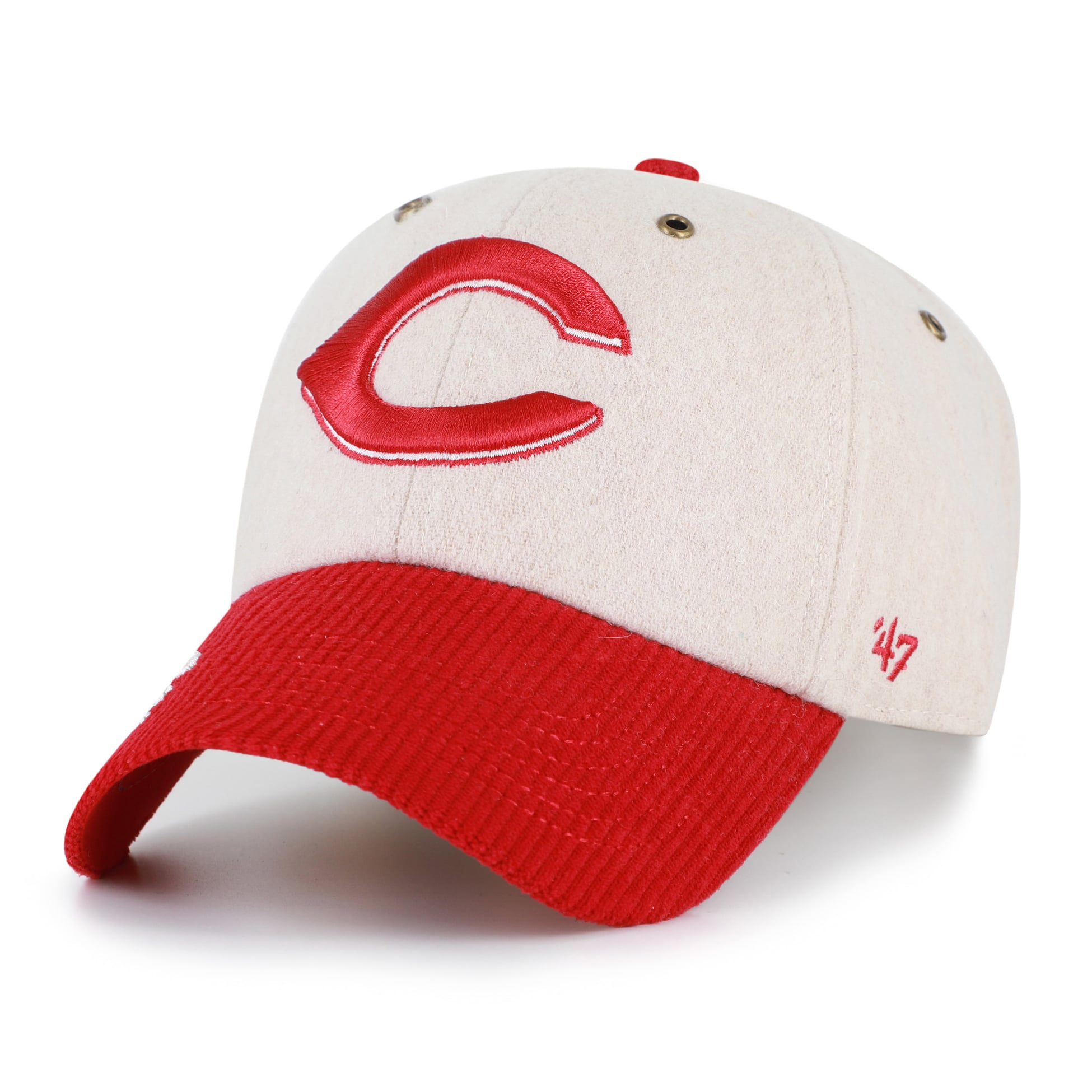 Casquette ajustable pour homme « 47 Natural/Red Cincinnati Reds » avec inscription en corde