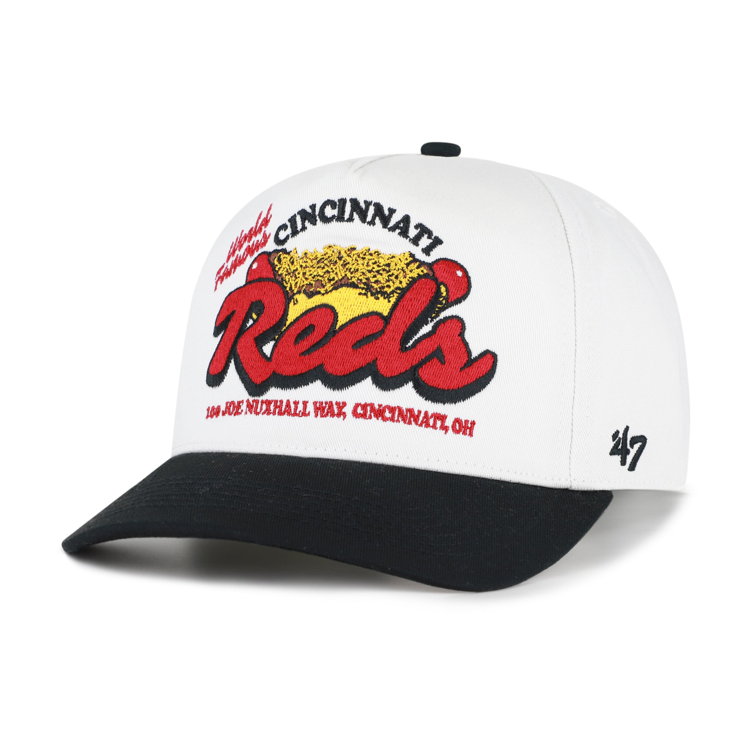 Men's '47 White/Black Cincinnati Reds Glizzy Collection Hitch Adjustable Hat