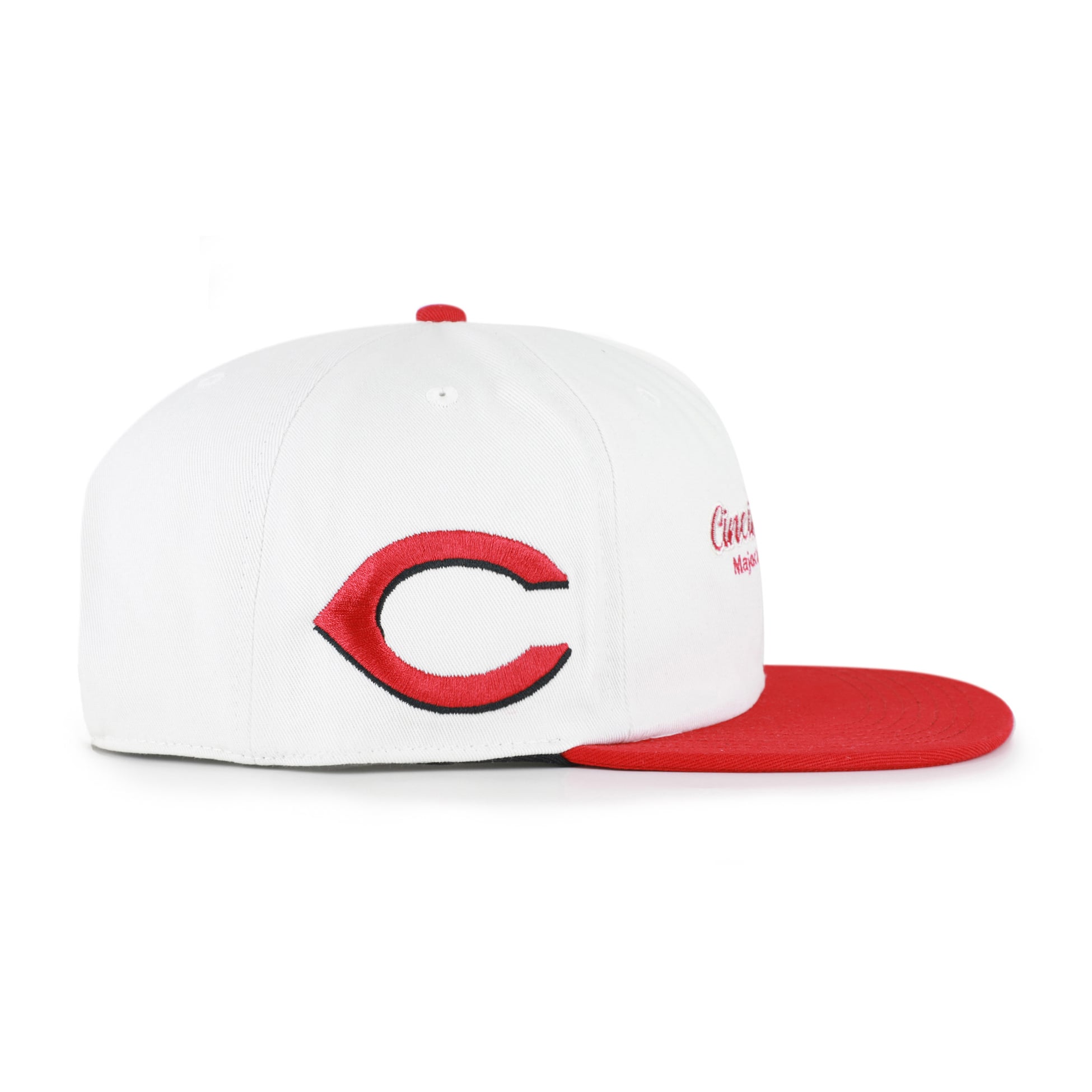 Men's '47 White/Red Cincinnati Reds Script Stack Relaxed Captain Snapback