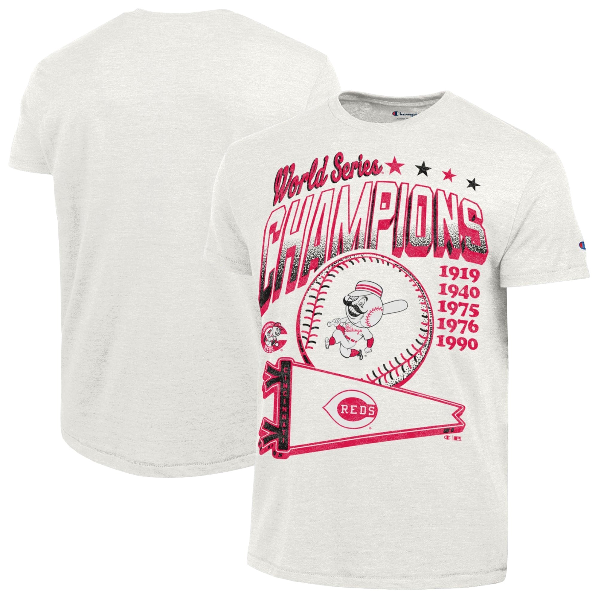Men's Champion Cream Cincinnati Reds Winning Tradition Cooperstown Collection Tri-Blend T-Shirt