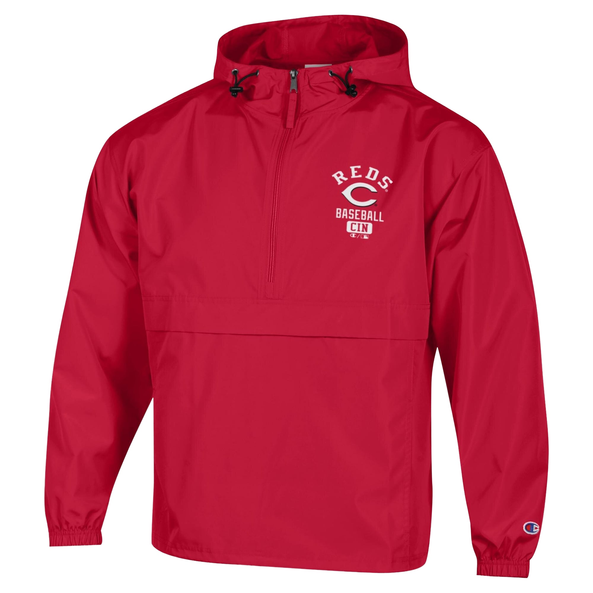 Men's Champion  Red Cincinnati Reds Packable Windbreaker Half-Zip Jacket