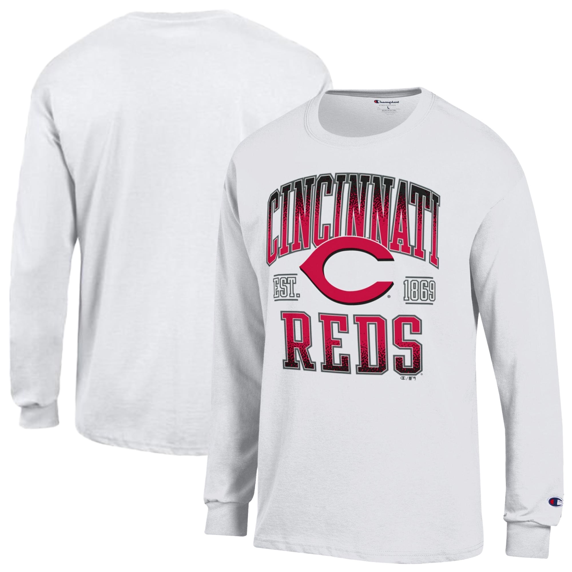 Men's Champion White Cincinnati Reds Jersey Long Sleeve T-Shirt