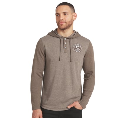 Cincinnati Reds Darius Rucker Collection by Fanatics Knit Hooded Henley Long Sleeve T-Shirt - Tan/Brown