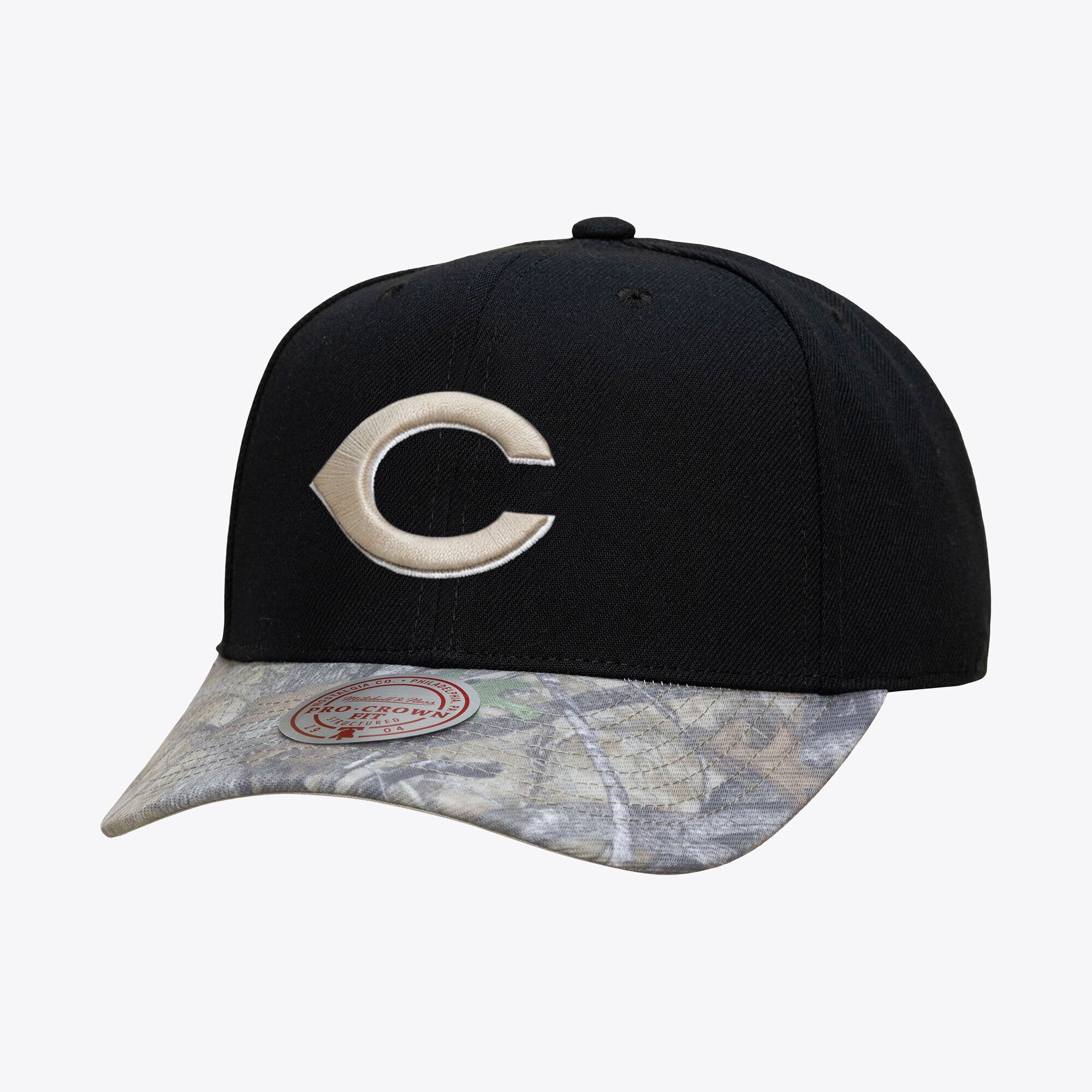 Men's Mitchell & Ness  Black Cincinnati Reds Midnight Timber Pro Snapback Hat