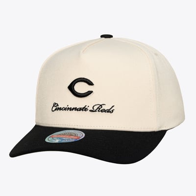  Cincinnati Reds Mitchell & Ness Flawless Stretch Snapback Hat - Cream/Black