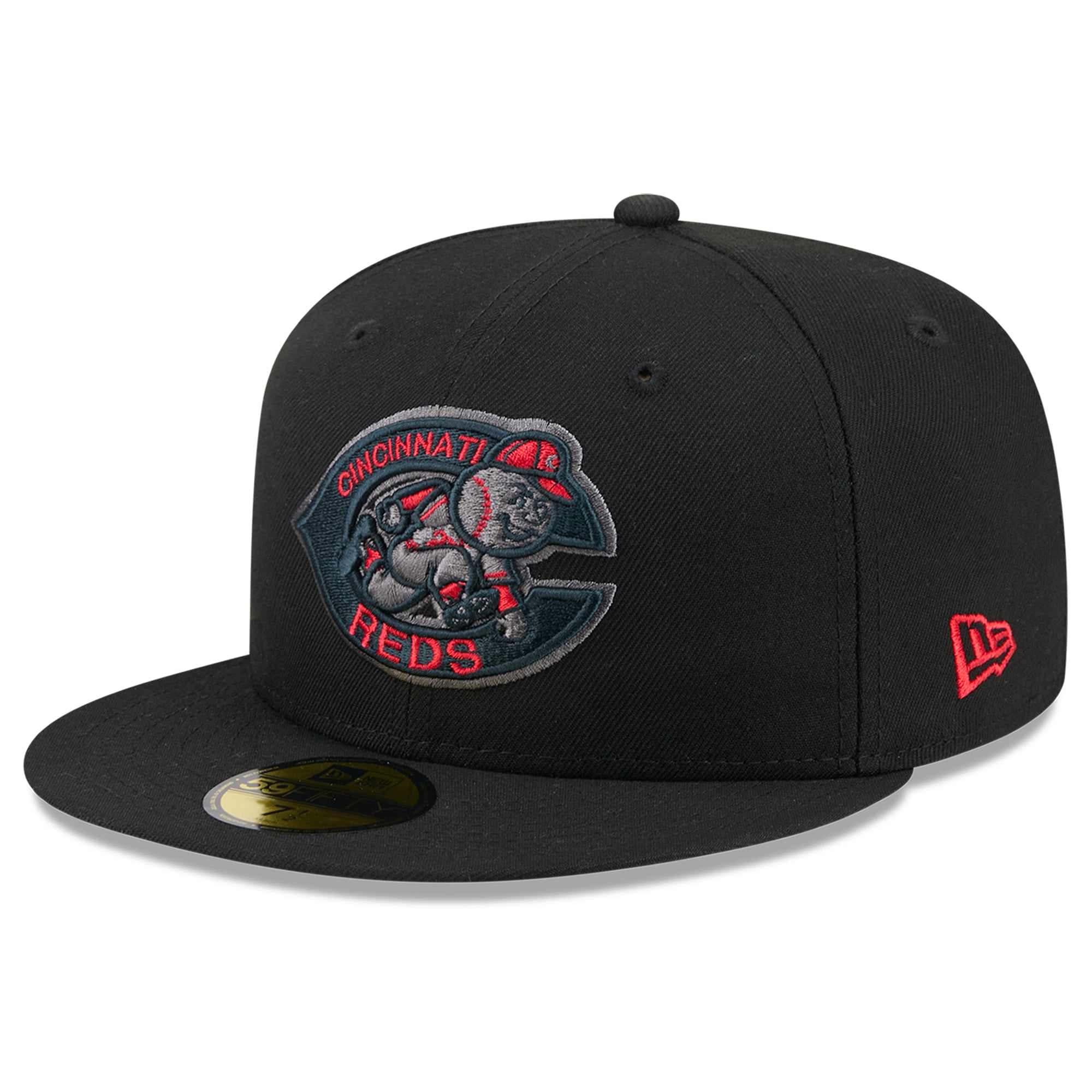 Casquette ajustée New Era 59FIFTY pour homme, noire, aux couleurs des Reds de Cincinnati
