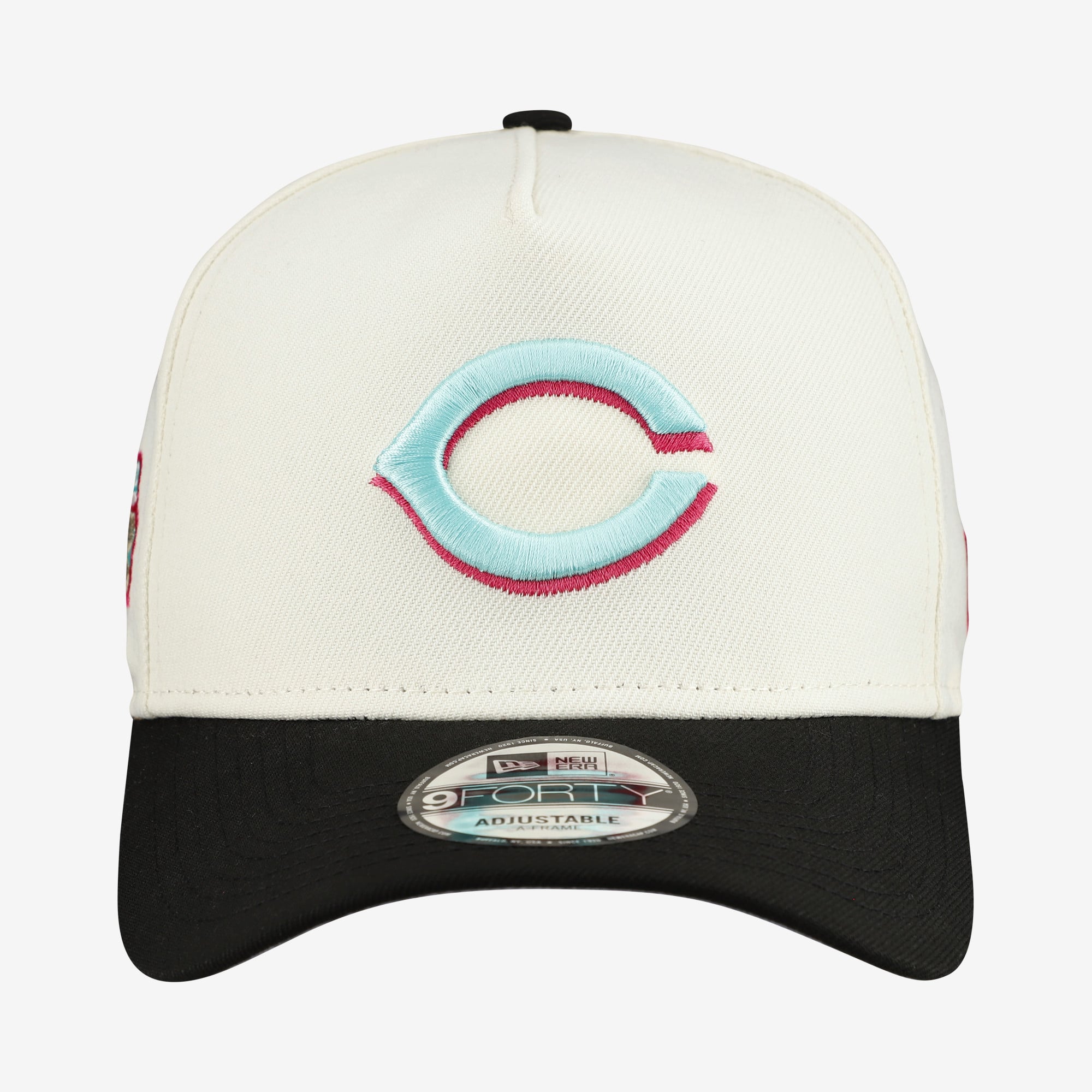 Men's New Era Cream Cincinnati Reds Stadium Chrome 9FORTY A-Frame Adjustable Hat