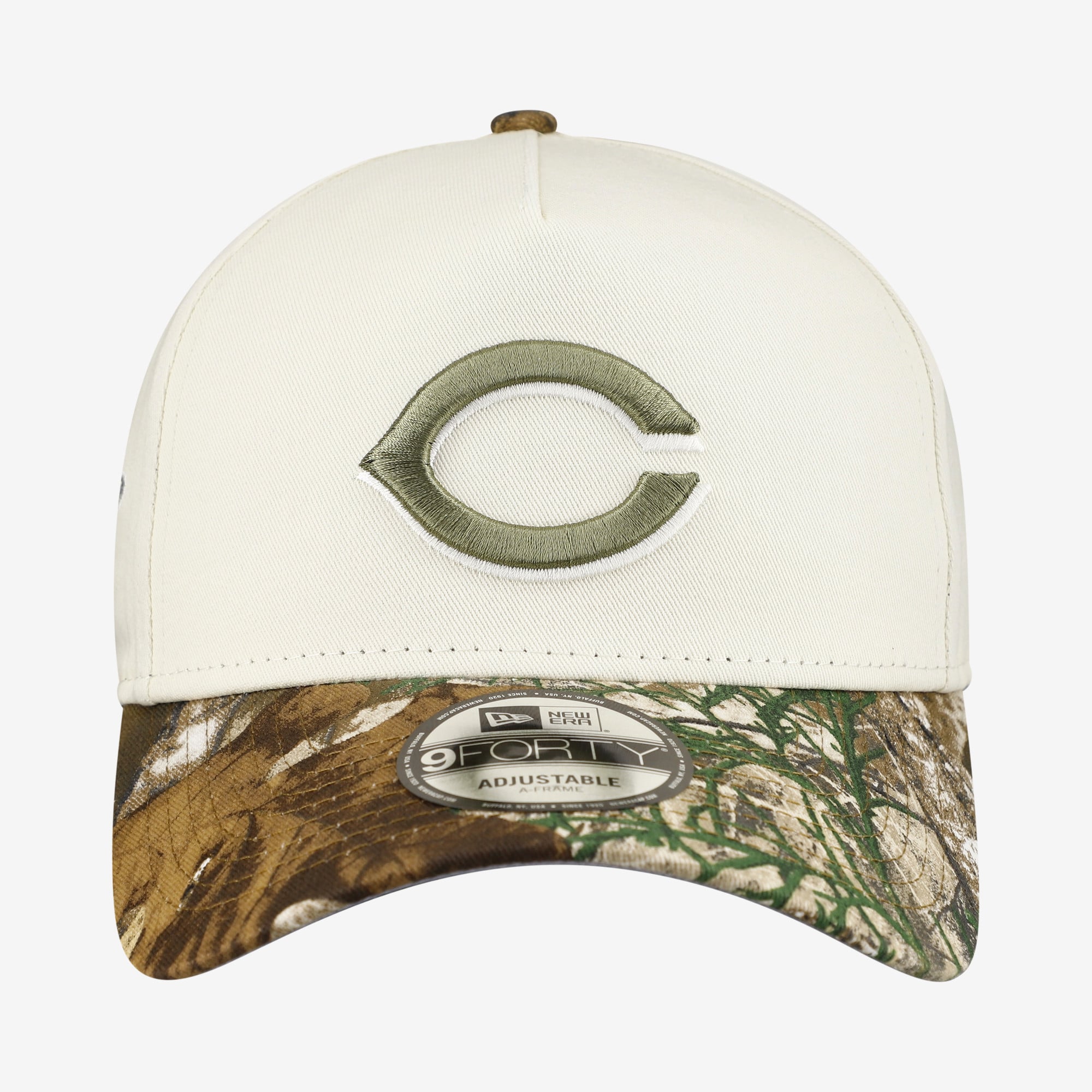 Men's New Era Cream/Realtree Camo Cincinnati Reds 9FORTY A-Frame Adjustable Hat