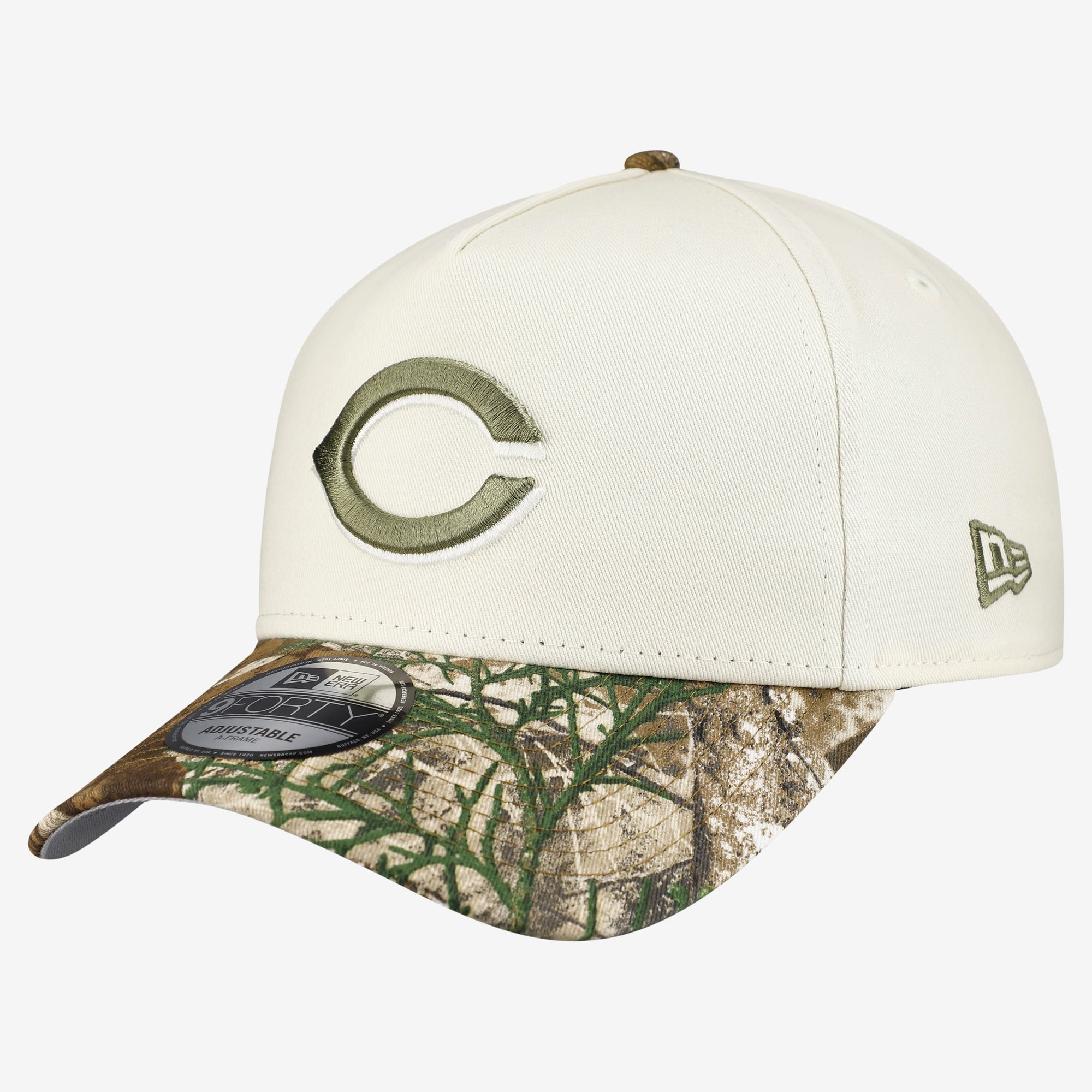 Men's New Era Cream/Realtree Camo Cincinnati Reds 9FORTY A-Frame Adjustable Hat
