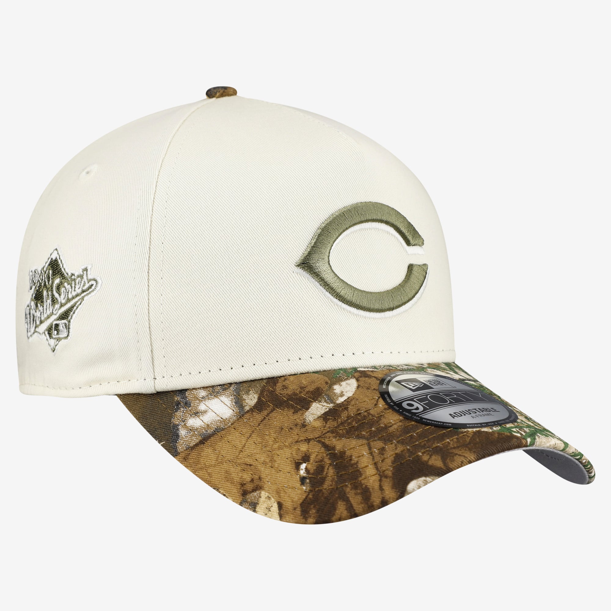 Men's New Era Cream/Realtree Camo Cincinnati Reds 9FORTY A-Frame Adjustable Hat