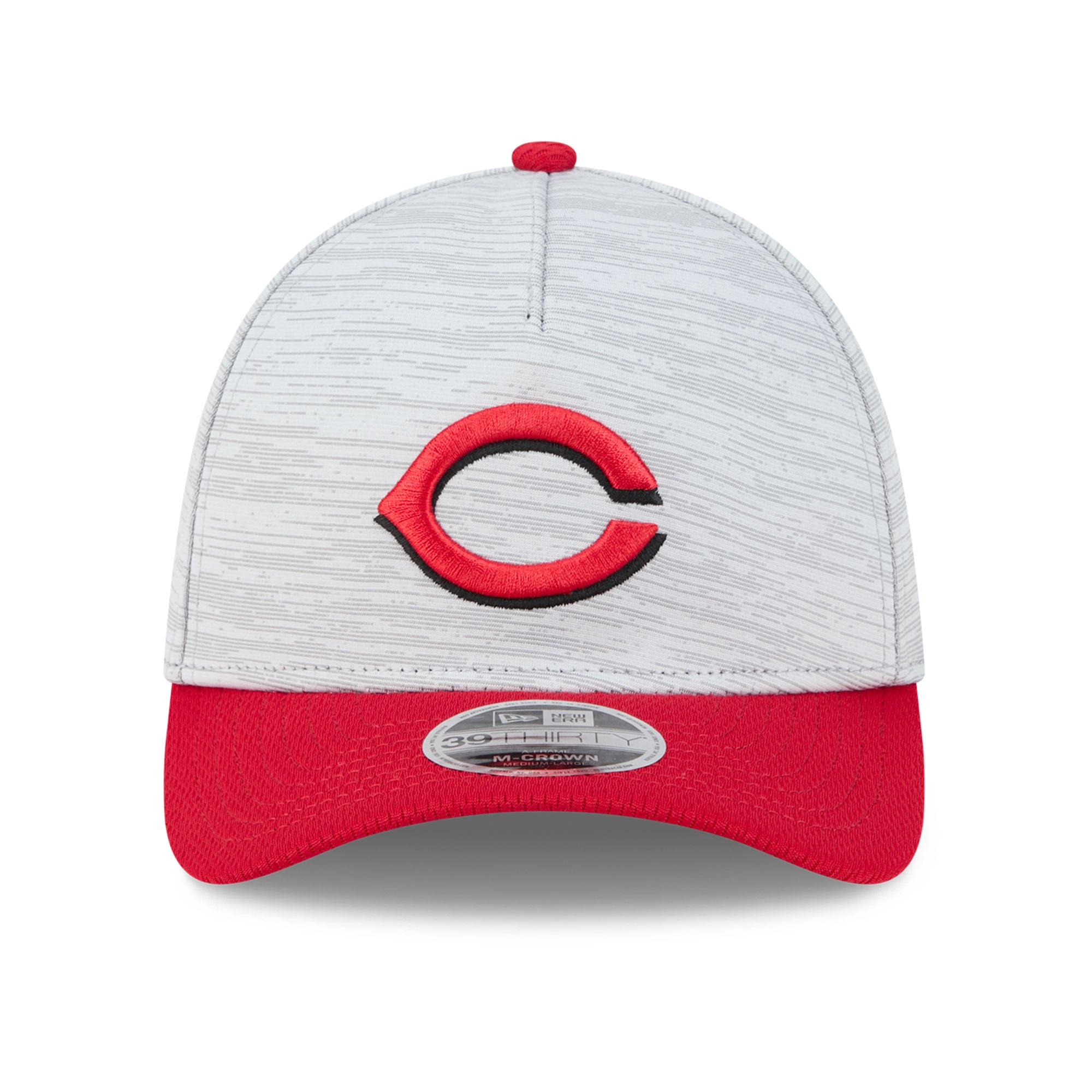 Casquette New Era Tech 39THIRTY Flex grise et rouge des Reds de Cincinnati pour homme