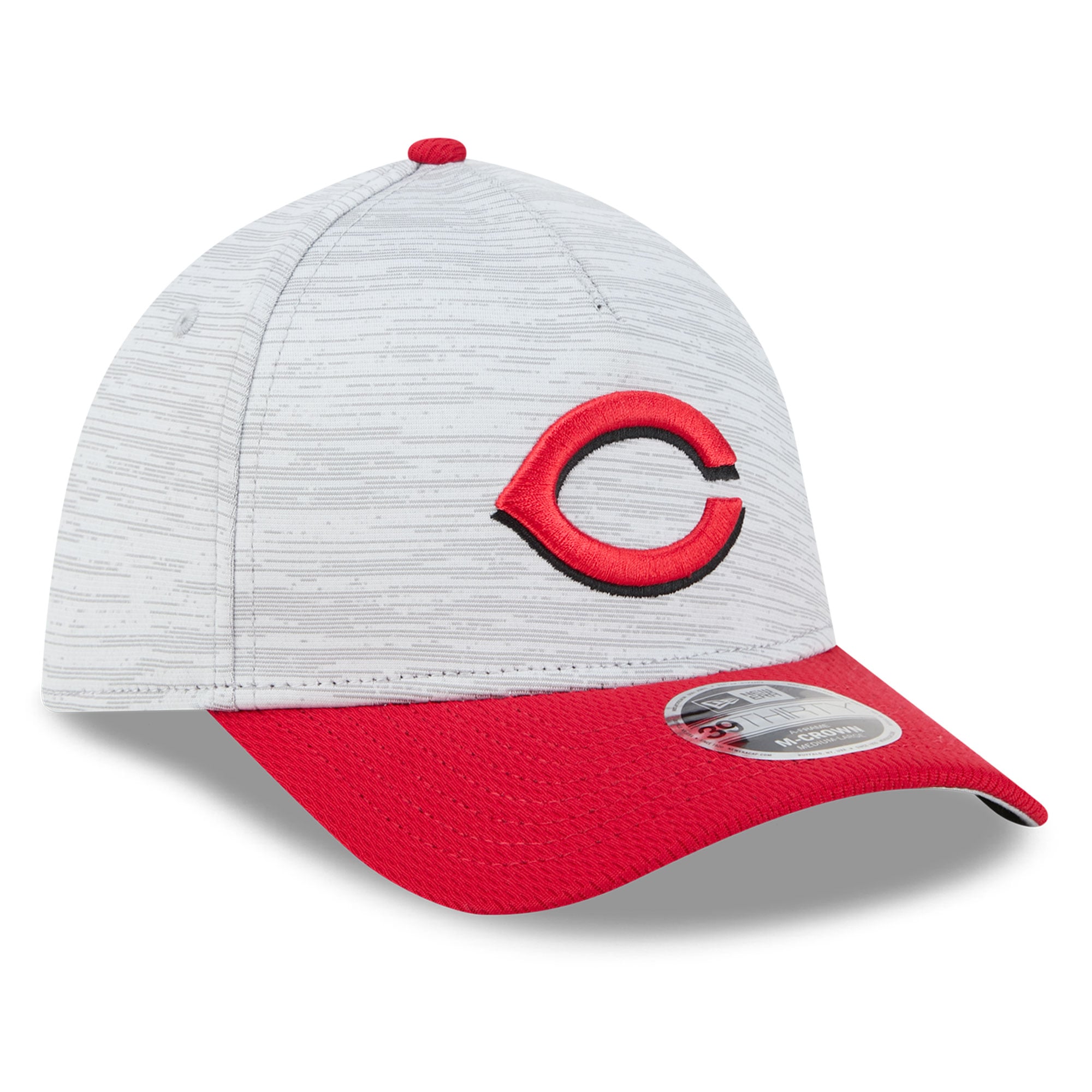Casquette New Era Tech 39THIRTY Flex grise et rouge des Reds de Cincinnati pour homme