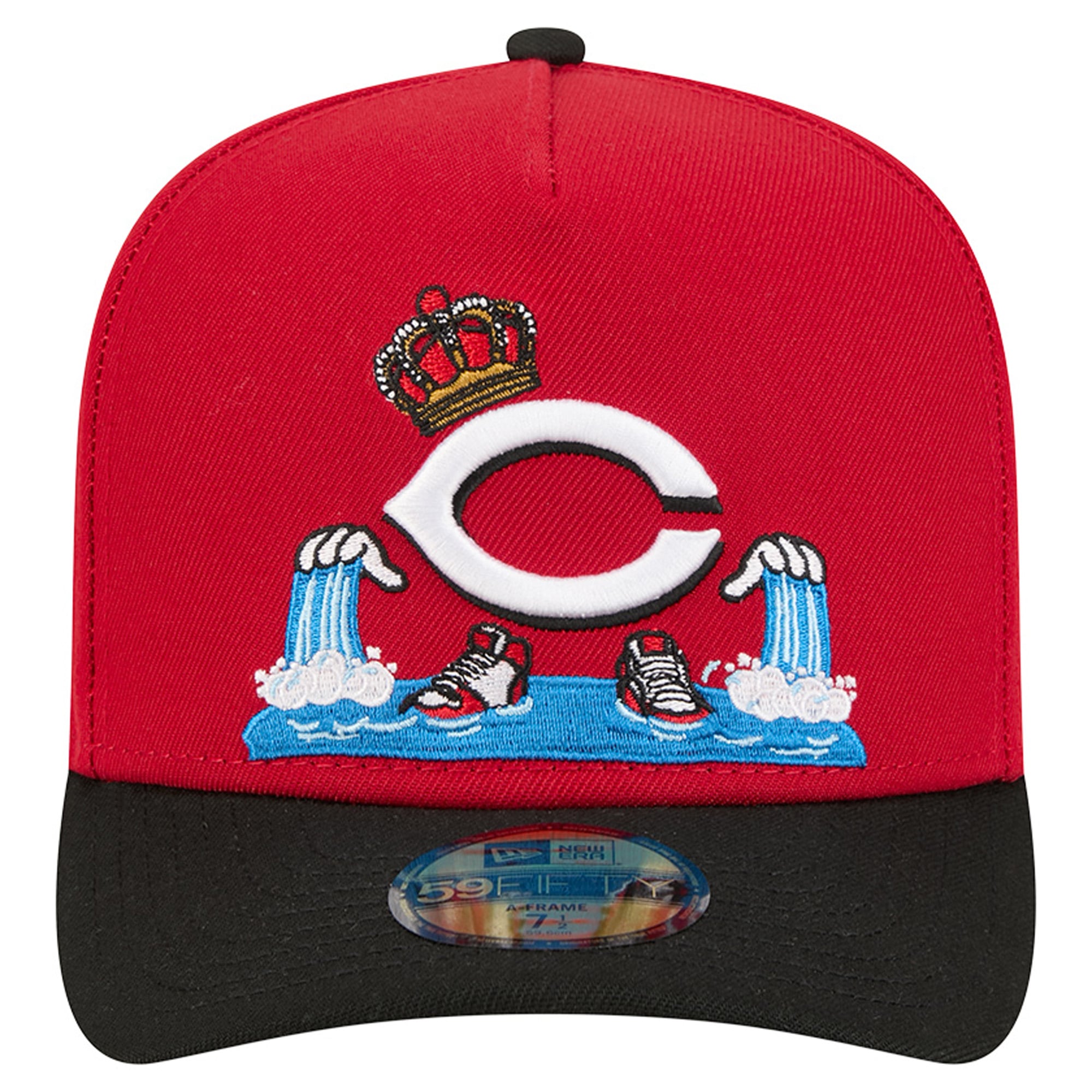 Men's New Era Red/Black Cincinnati Reds Cartoon A-Frame 59FIFTY Fitted Hat