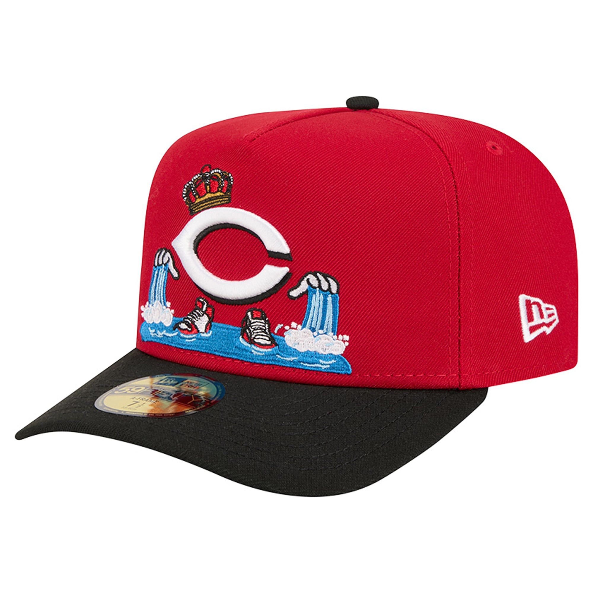 Men's New Era Red/Black Cincinnati Reds Cartoon A-Frame 59FIFTY Fitted Hat