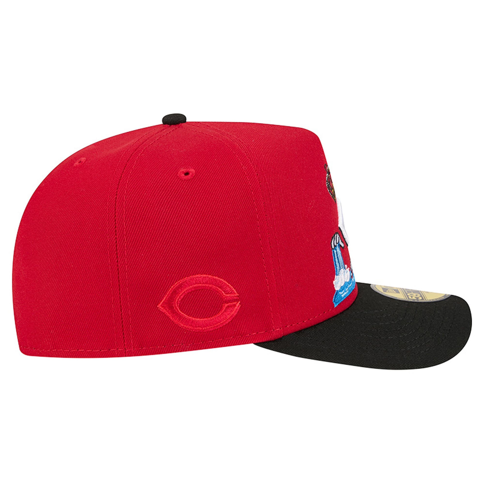 Men's New Era Red/Black Cincinnati Reds Cartoon A-Frame 59FIFTY Fitted Hat