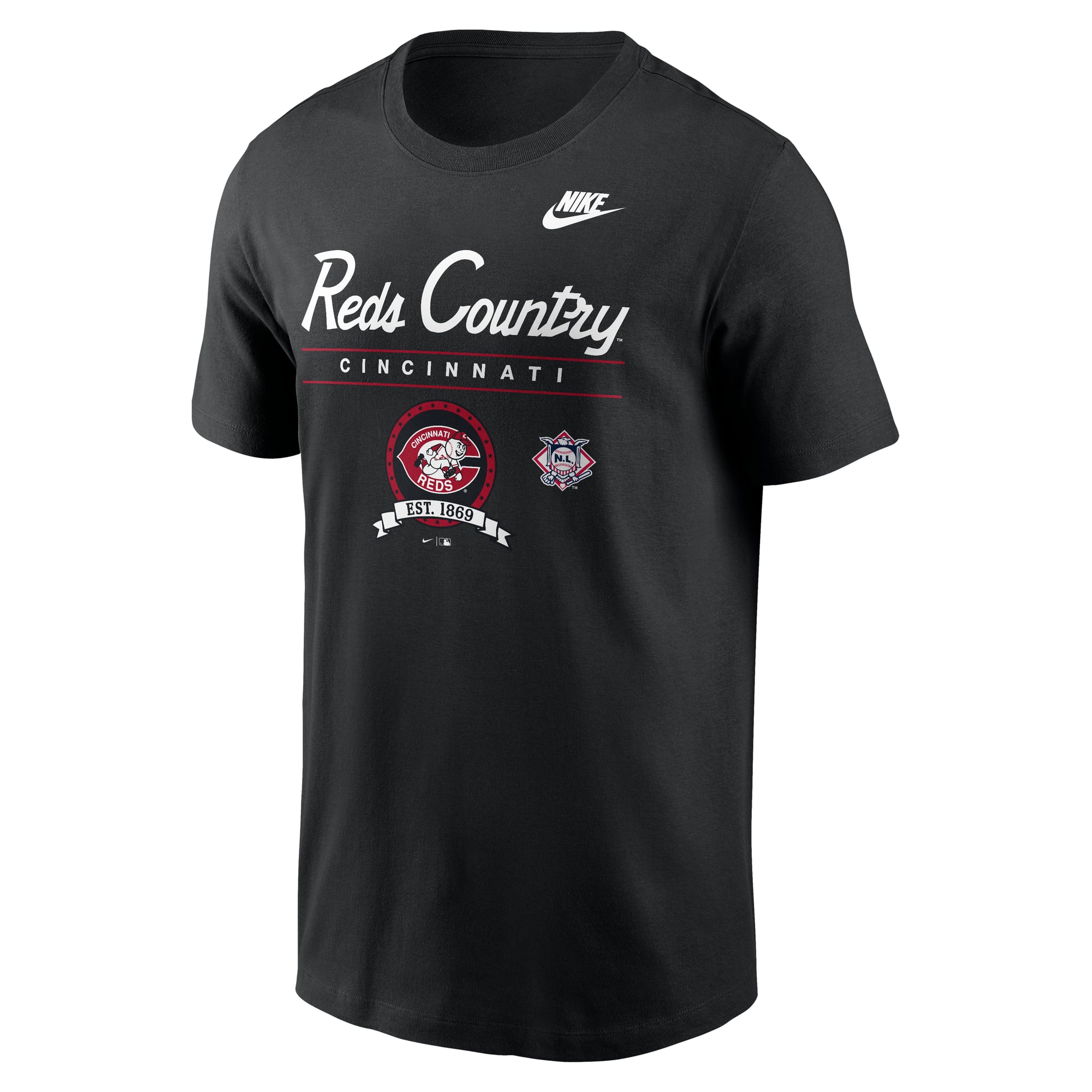 T-shirt graphique Nike noir pour homme, Cincinnati Reds Cooperstown
