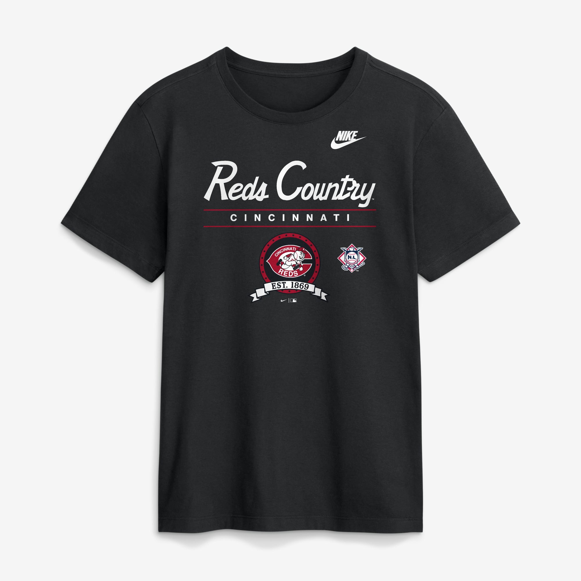 T-shirt graphique Nike noir pour homme, Cincinnati Reds Cooperstown