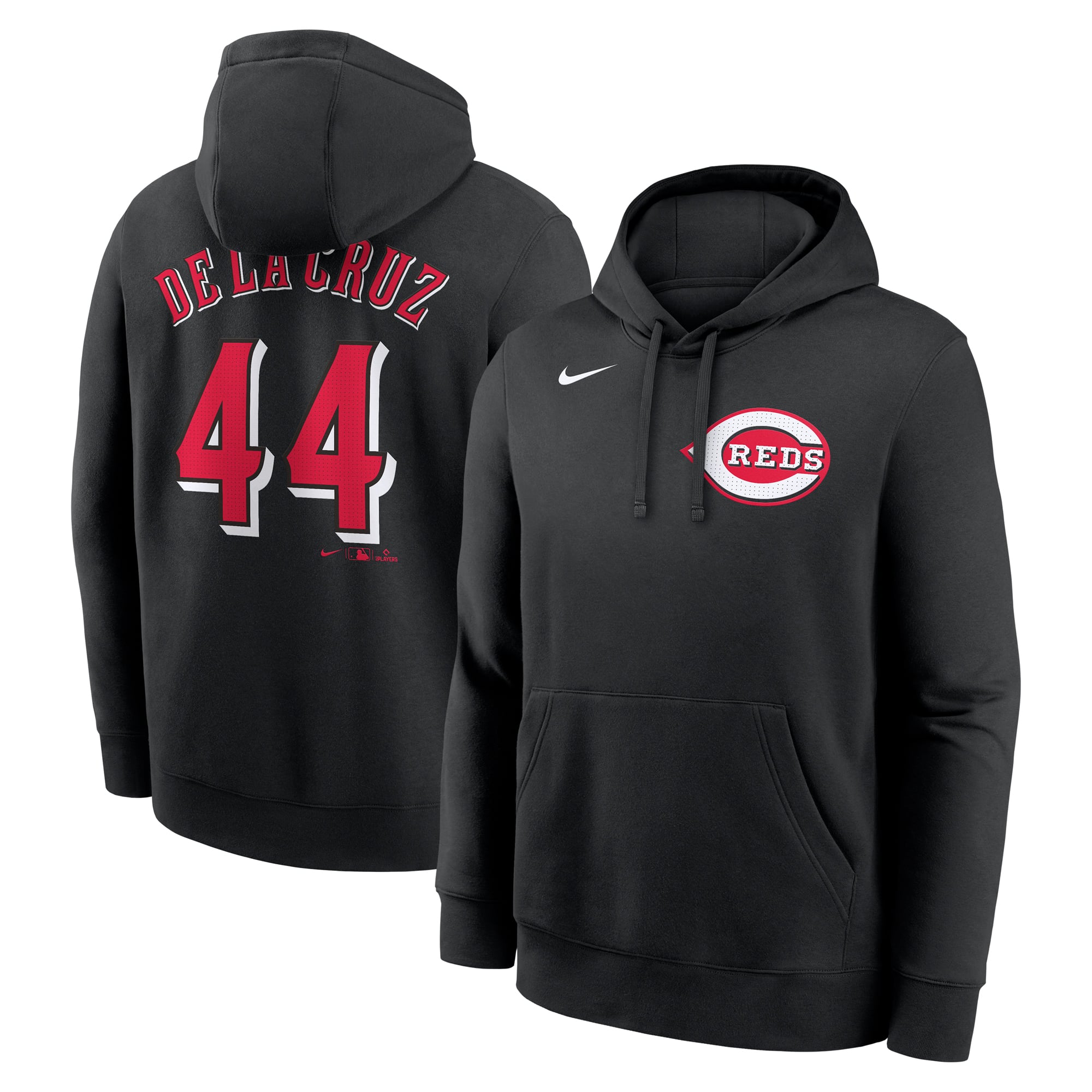 Sweat à capuche Nike Elly de La Cruz noir pour homme, avec nom et numéro du joueur des Reds Cincinnati