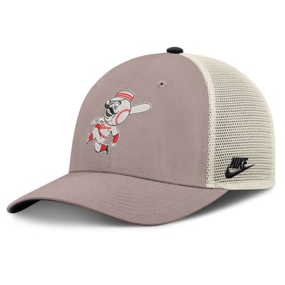 Cincinnati Reds Nike Cooperstown Rise Adjustable Trucker Hat - Khaki