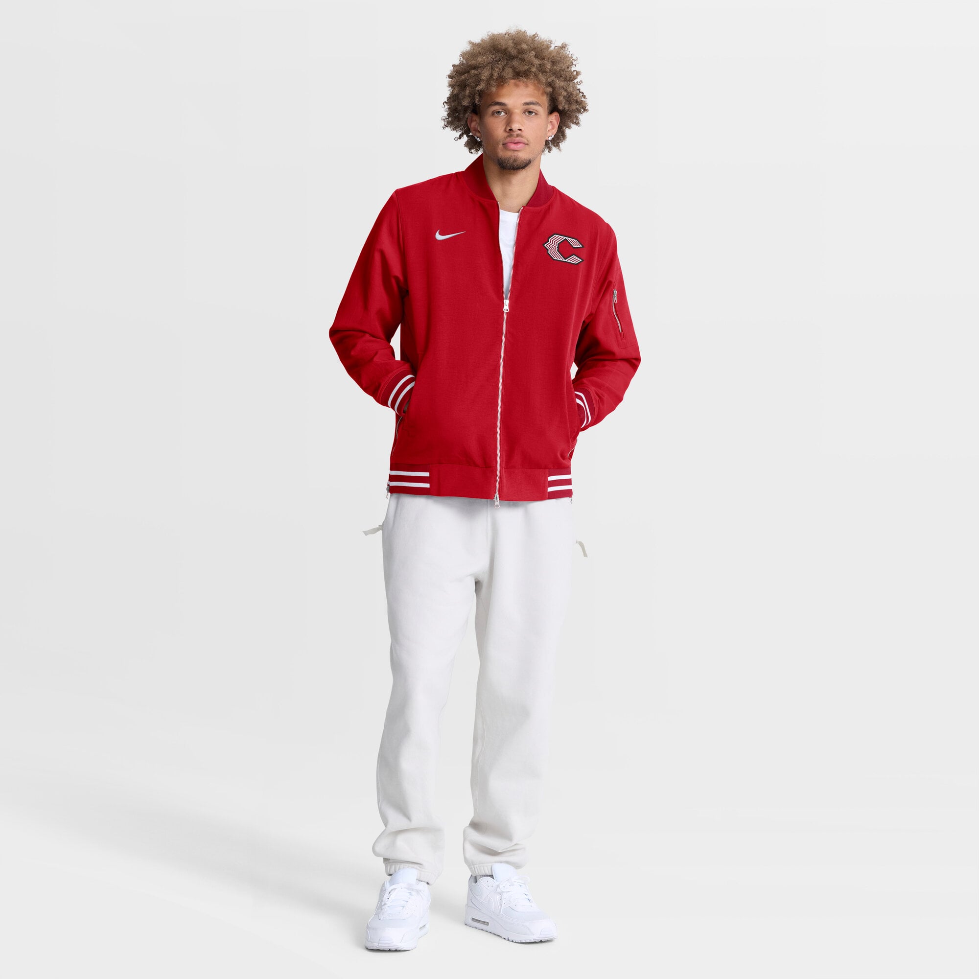 Veste bomber zippée décontractée Nike Cincinnati Reds 2026 City Connect Authentic Collection pour homme