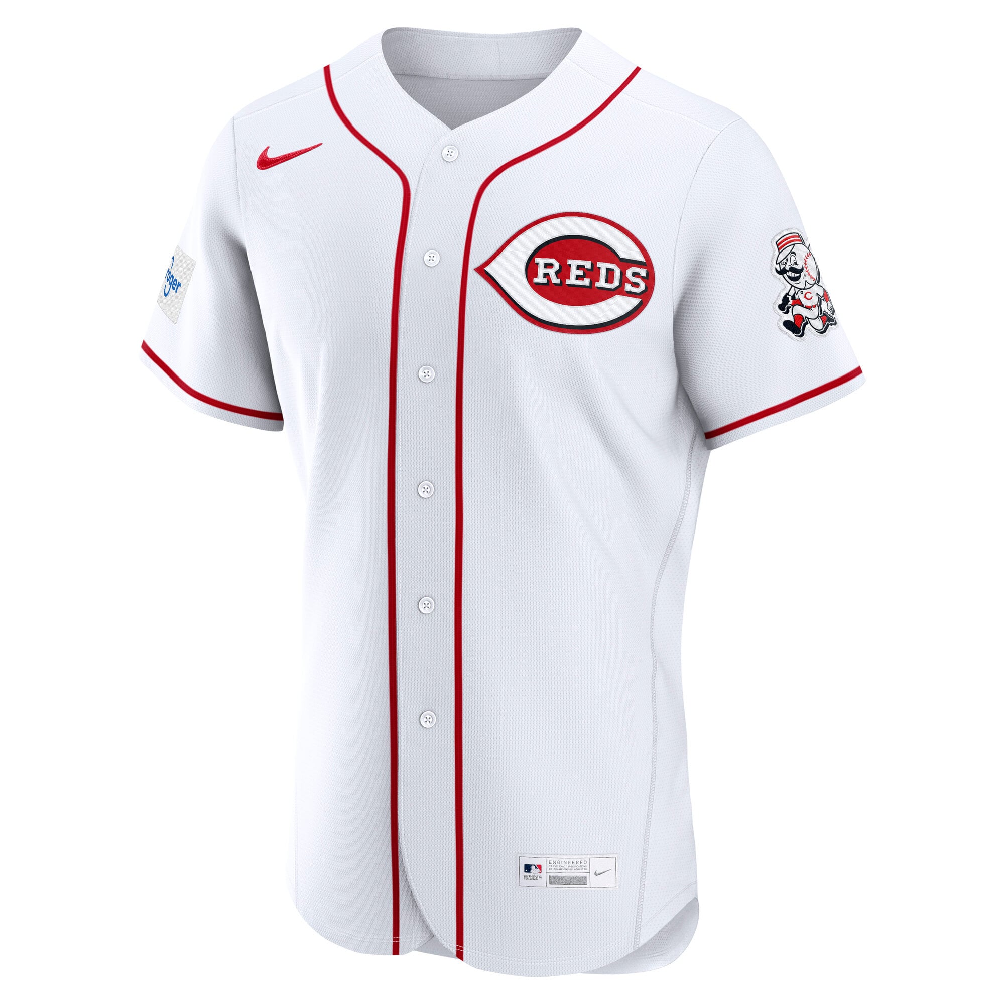 Men's Nike White Cincinnati Reds Home Sponsor Patch Authentic Jersey