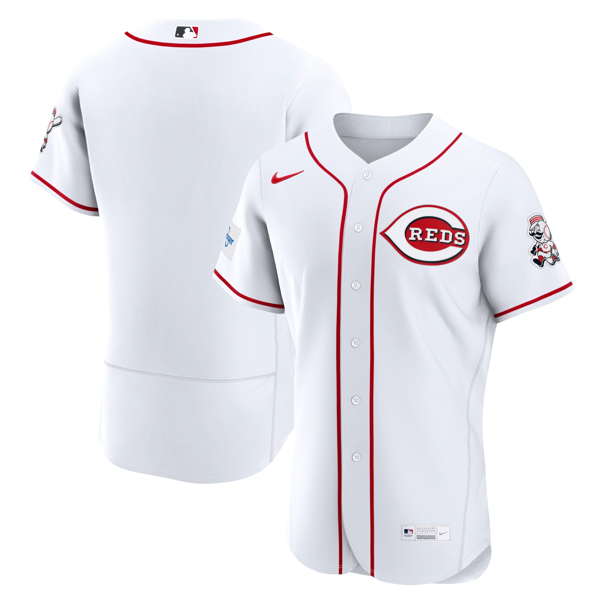 Men's Nike White Cincinnati Reds Home Sponsor Patch Authentic Jersey