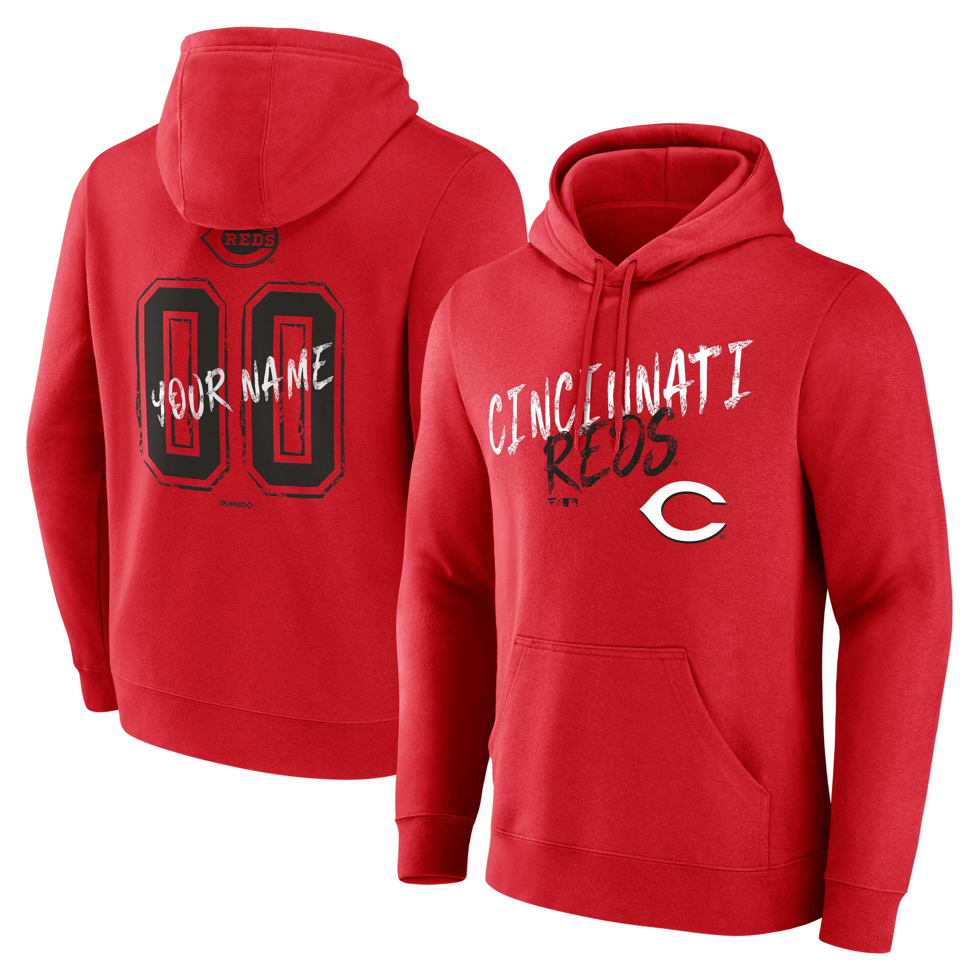 Men's Red Cincinnati Reds Hustle Personalized Name & Number Hoodie