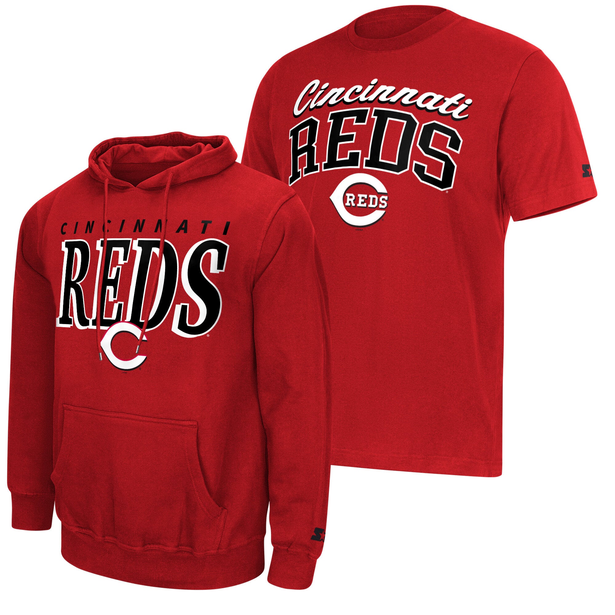 Ensemble sweat à capuche et t-shirt Starter Red pour homme avec logo des Reds de Cincinnati