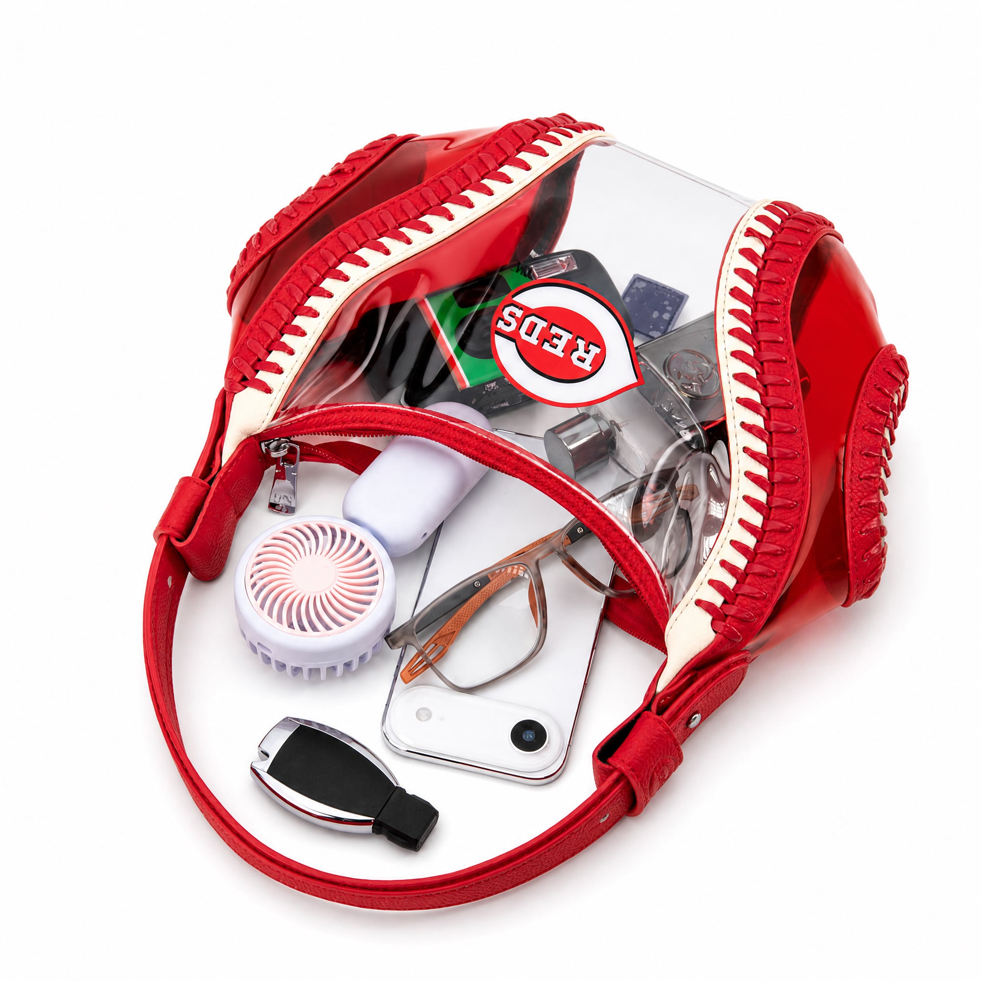 Sac bandoulière souple transparent Montana West Cincinnati Reds