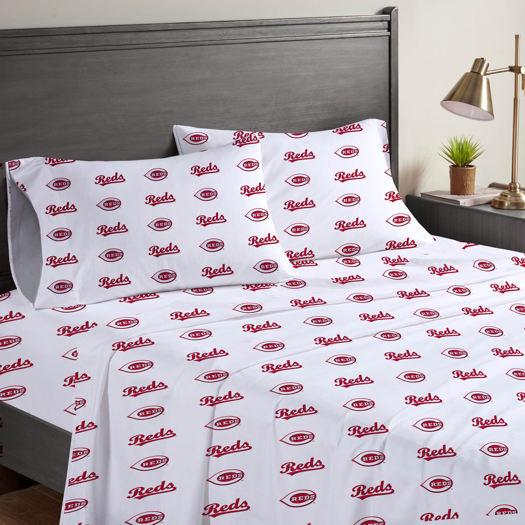 Ensemble de draps quatre pièces Pegasus Cincinnati Reds pour lit queen