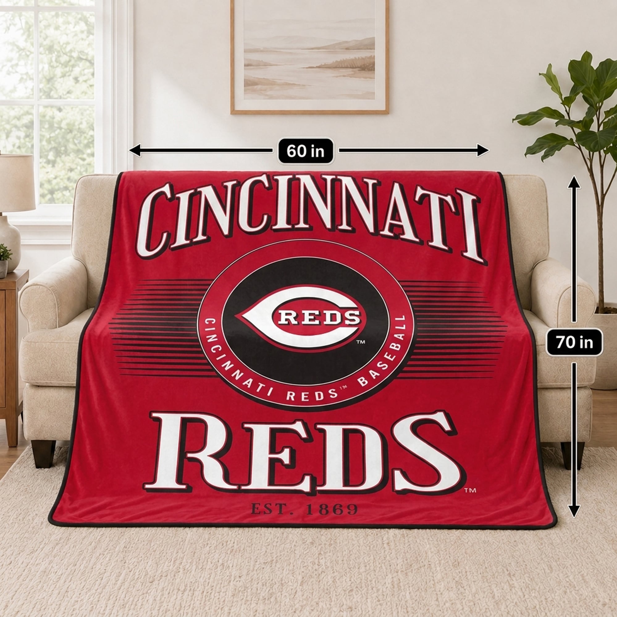 Couverture Pegasus Cincinnati Reds Spotlight Arch 60" x 70" ultra douce