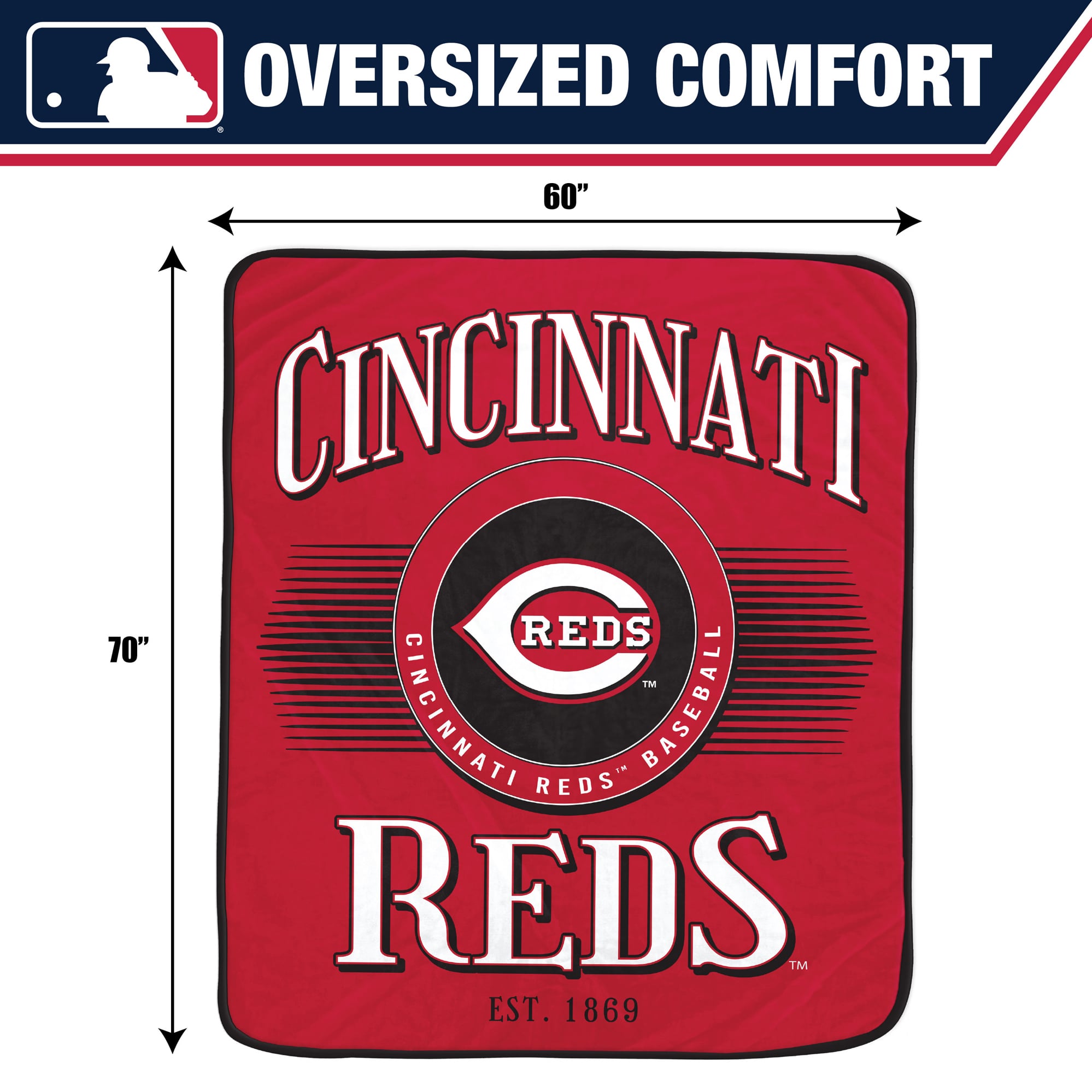 Couverture Pegasus Cincinnati Reds Spotlight Arch 60" x 70" ultra douce