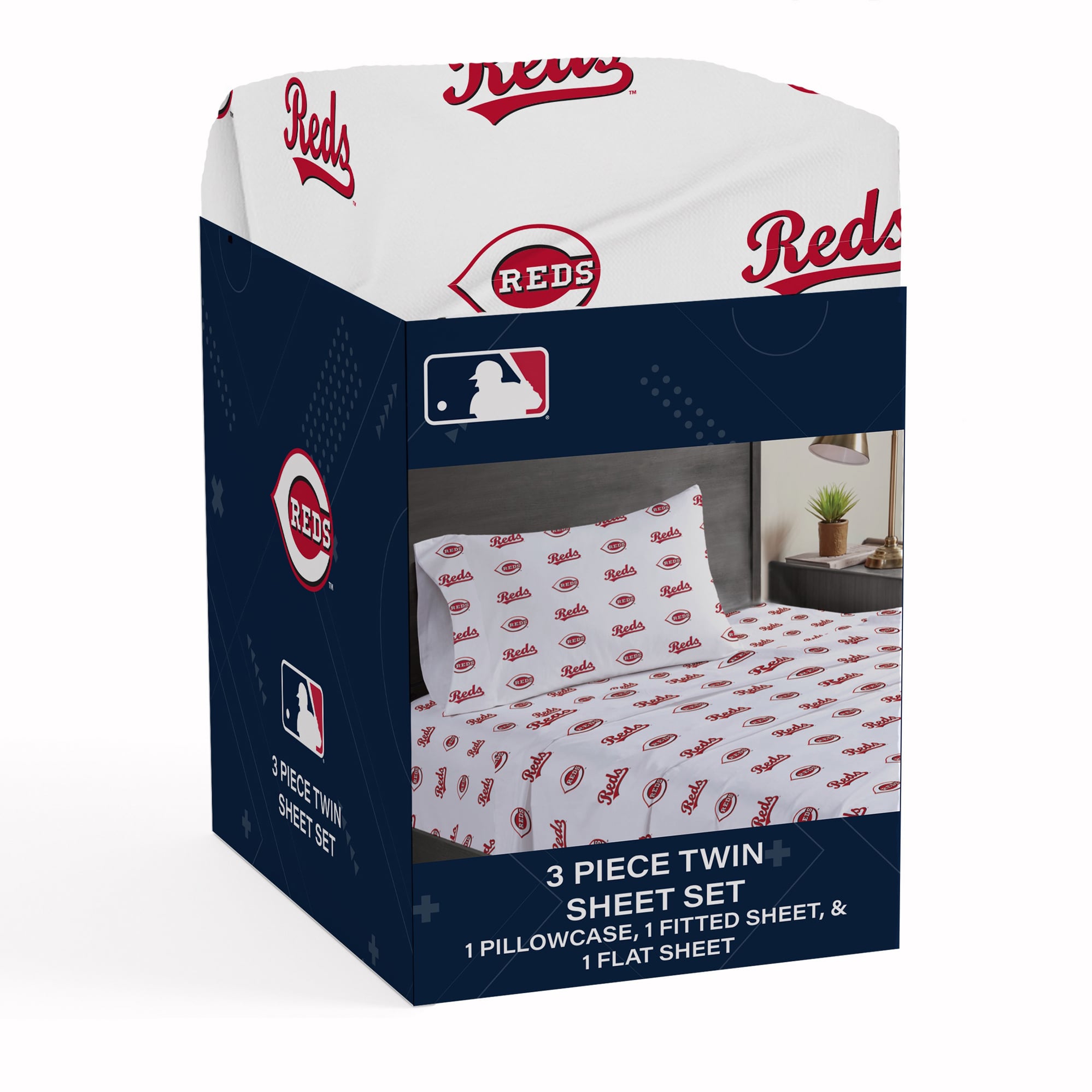 Pegasus Cincinnati Reds Three-Piece Twin Sheet Set