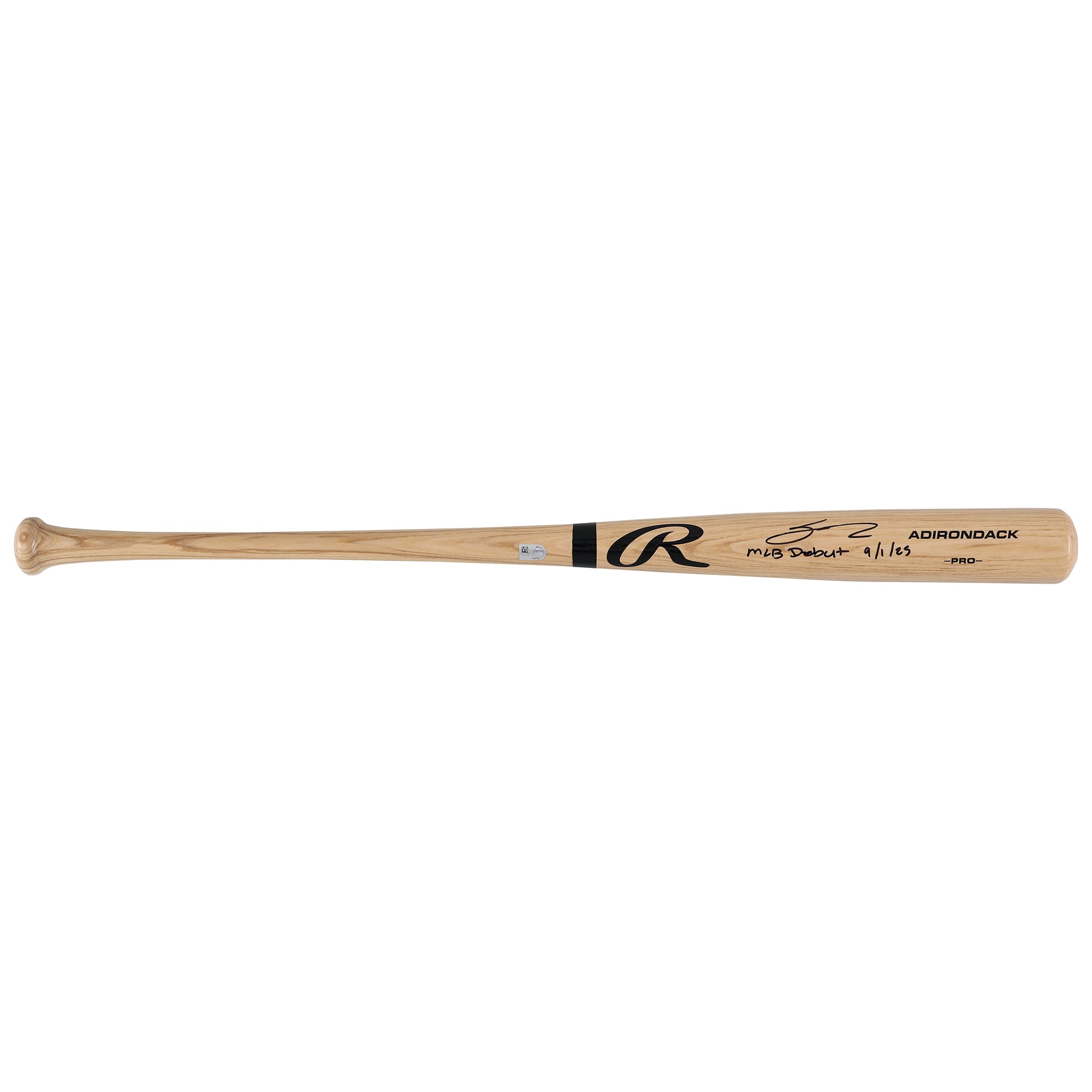 Bâton Rawlings Pro blond autographié par Sal Stewart des Reds de Cincinnati avec inscription « Débuts en MLB le 1er septembre 1925 ».