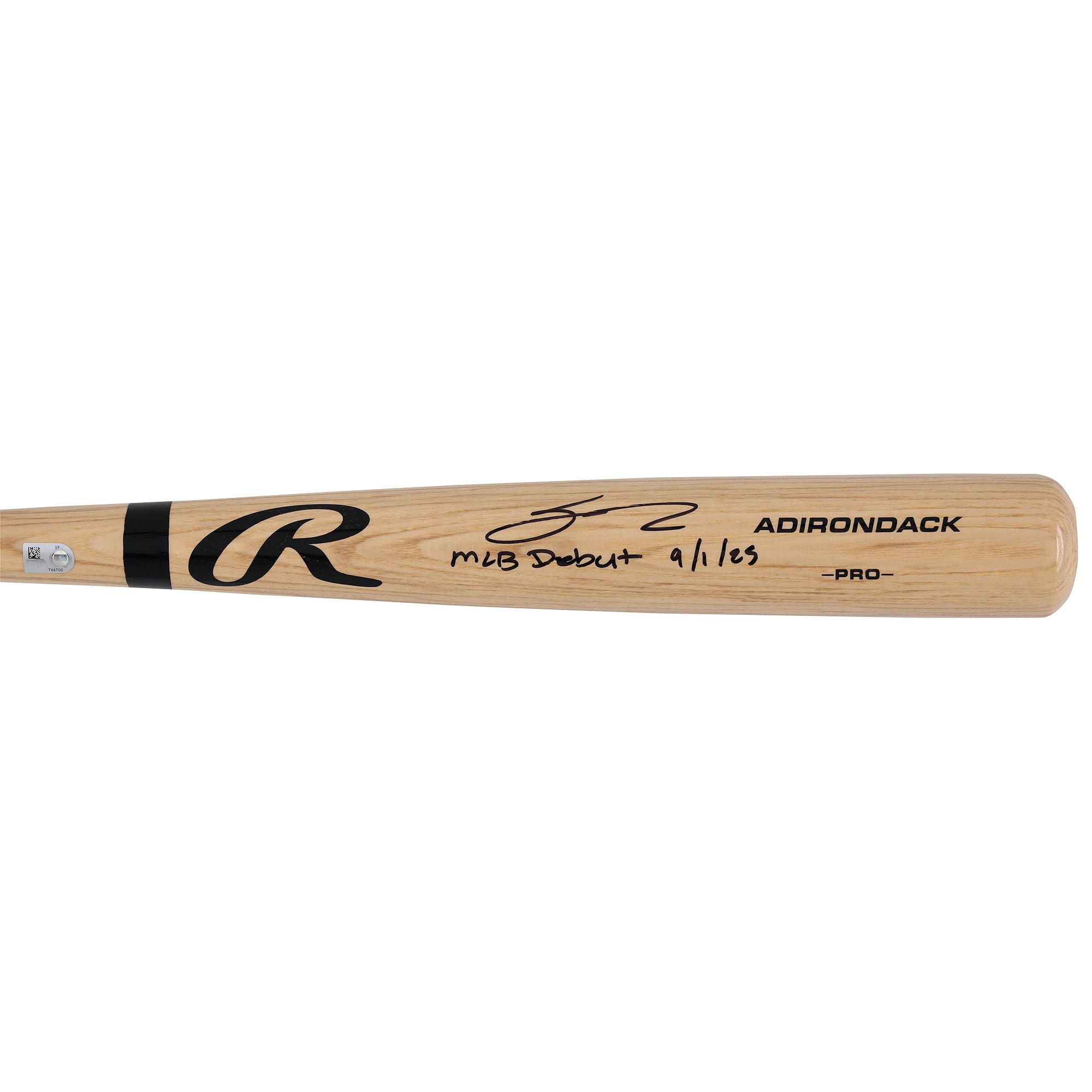 Bâton Rawlings Pro blond autographié par Sal Stewart des Reds de Cincinnati avec inscription « Débuts en MLB le 1er septembre 1925 ».
