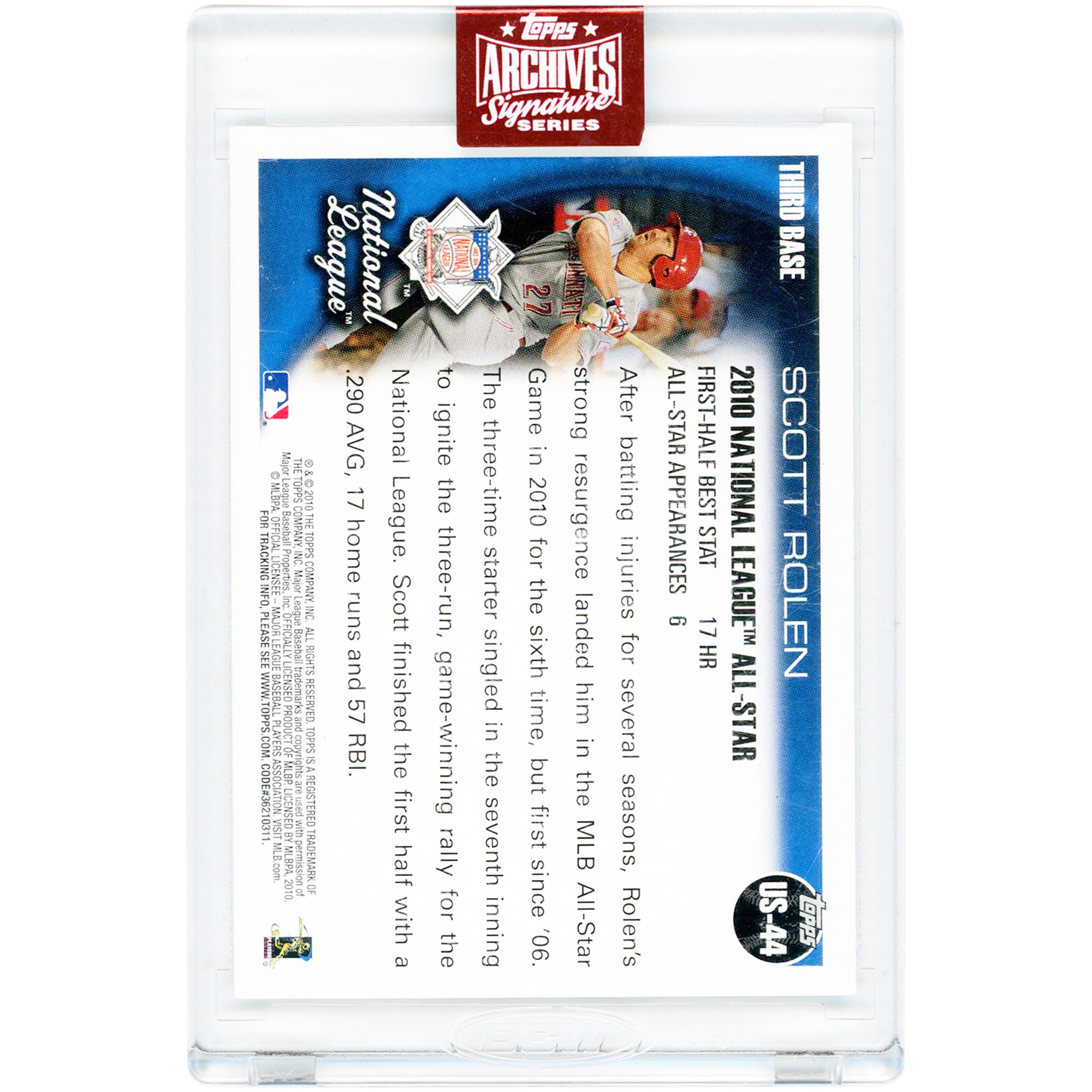 Carte autographiée de Scott Rolen (Reds de Cincinnati) 2023 Topps Archives Signature Series #US-44 #8/10