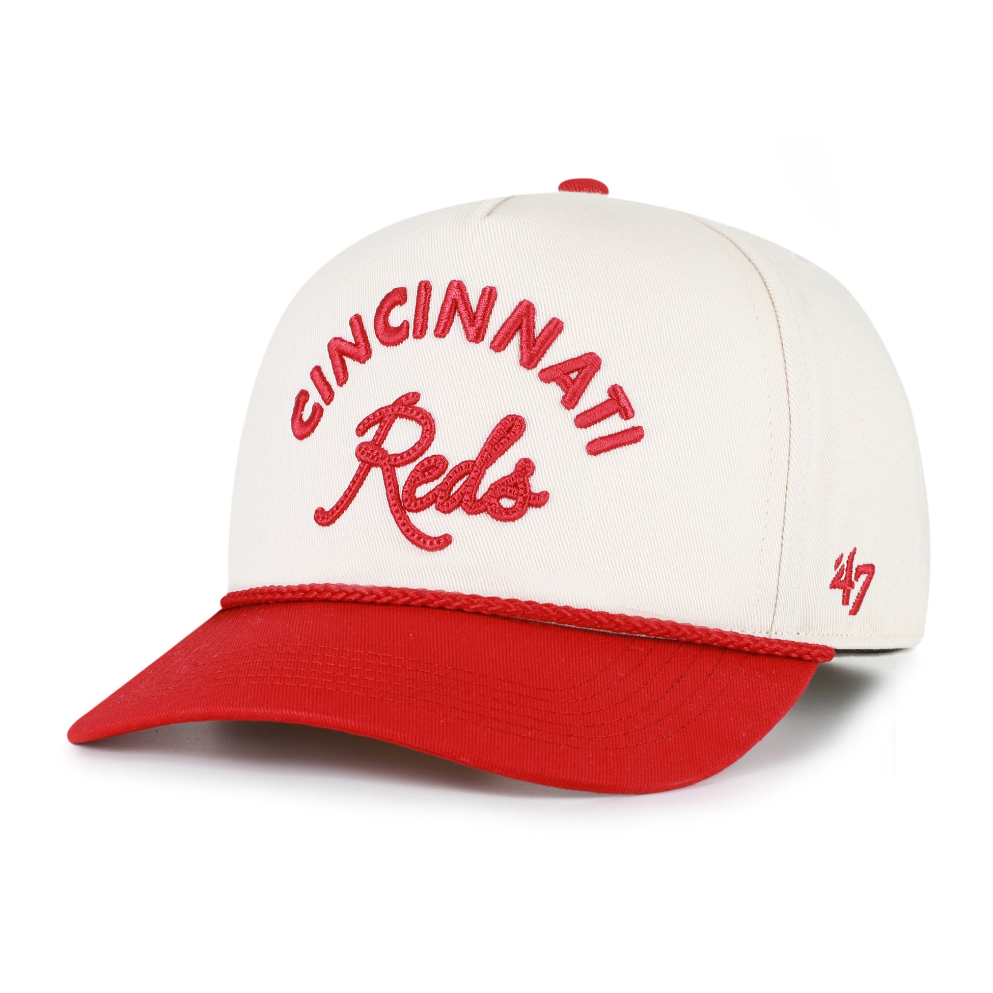 Unisex '47 Natural/Red Cincinnati Reds Rope Script Hitch Adjustable Hat