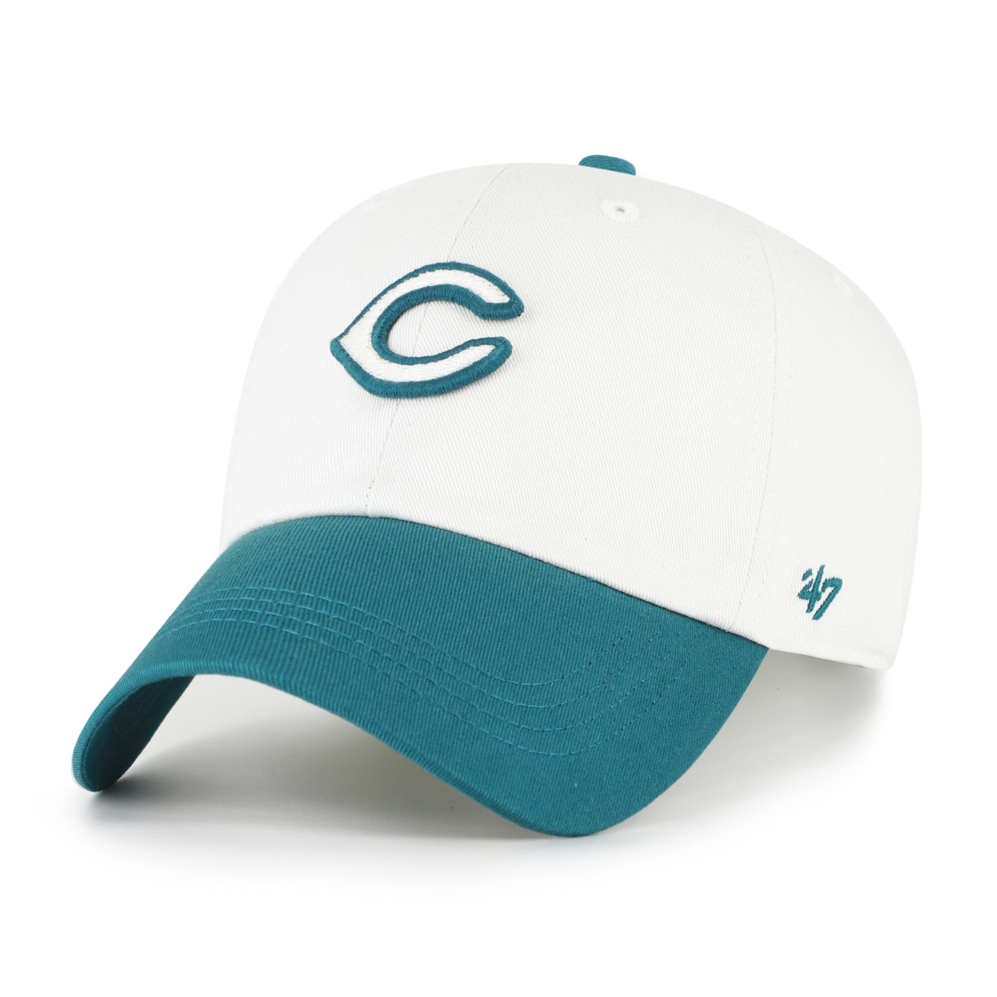 Unisex '47 White/Teal Cincinnati Reds Contemporary Tonal Clean Up Adjustable Hat