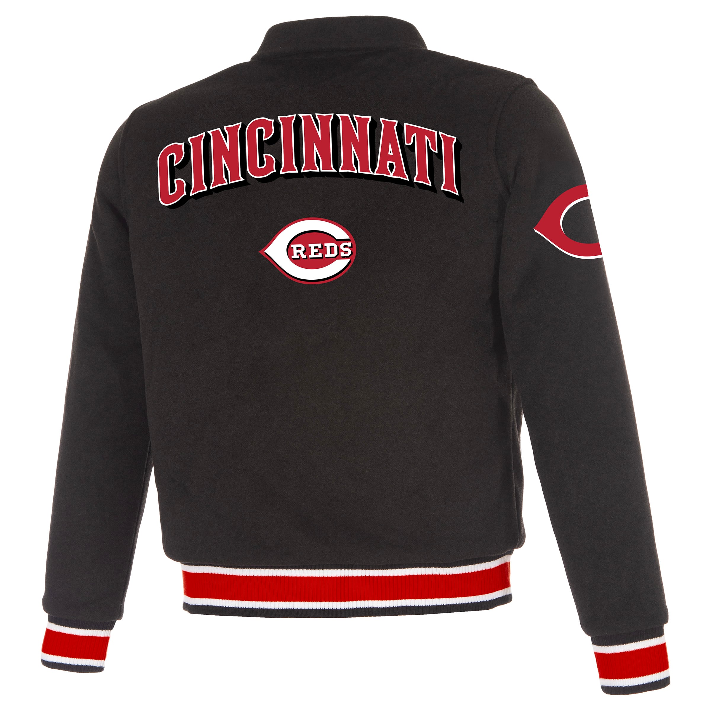 Women's JH Design Black Cincinnati Reds Reversible Wool Full-Snap Jacket