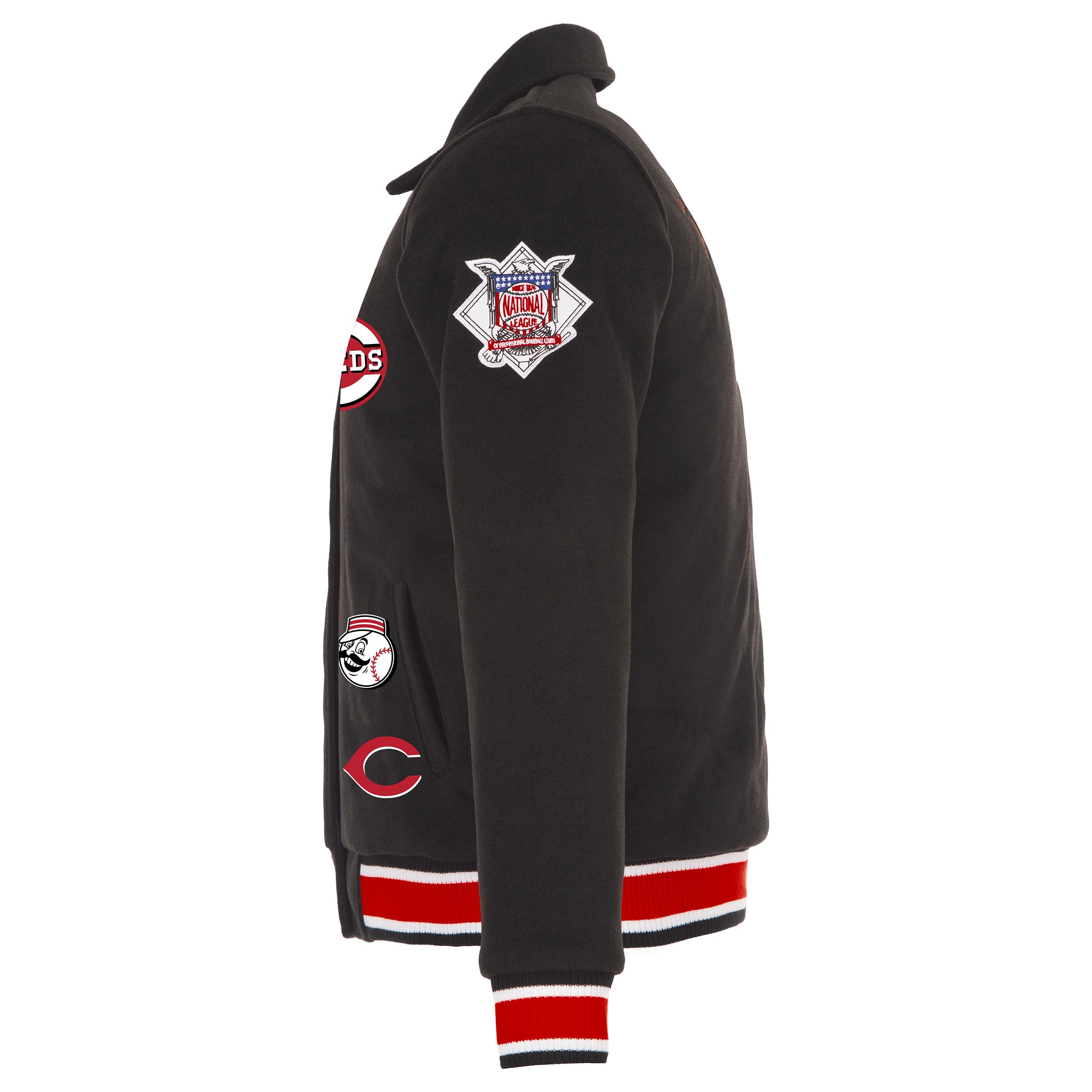 Women's JH Design Black Cincinnati Reds Reversible Wool Full-Snap Jacket