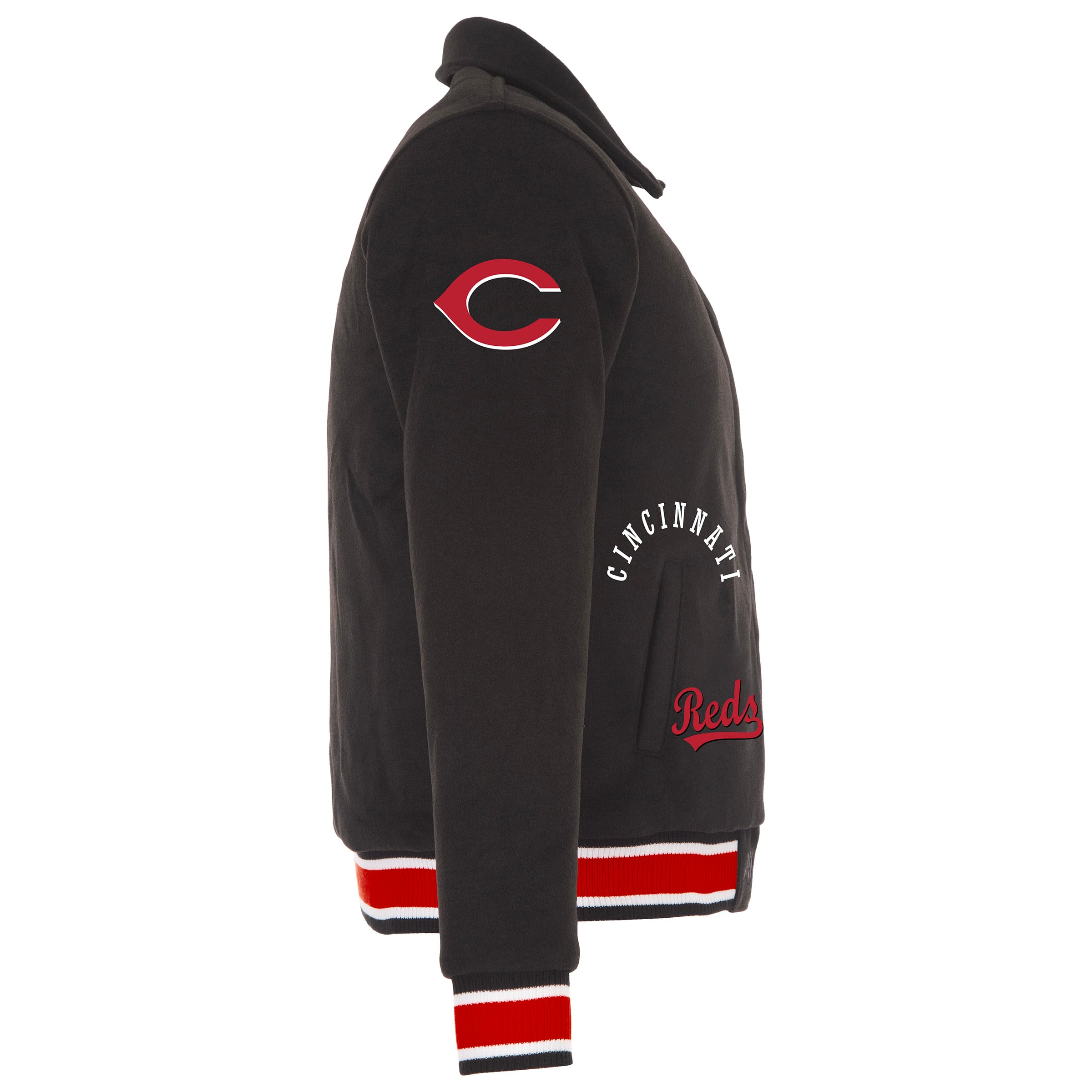 Women's JH Design Black Cincinnati Reds Reversible Wool Full-Snap Jacket