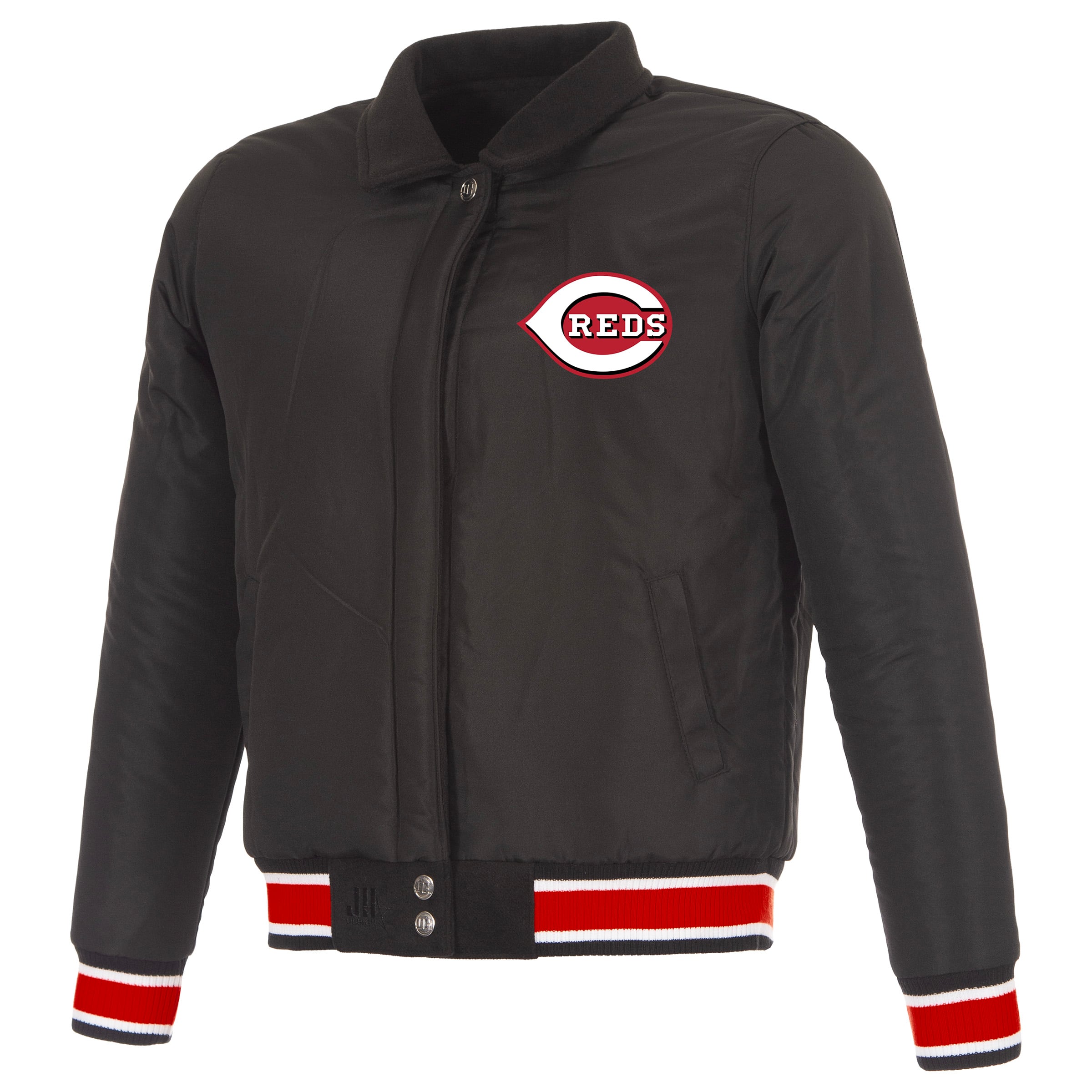 Women's JH Design Black Cincinnati Reds Reversible Wool Full-Snap Jacket