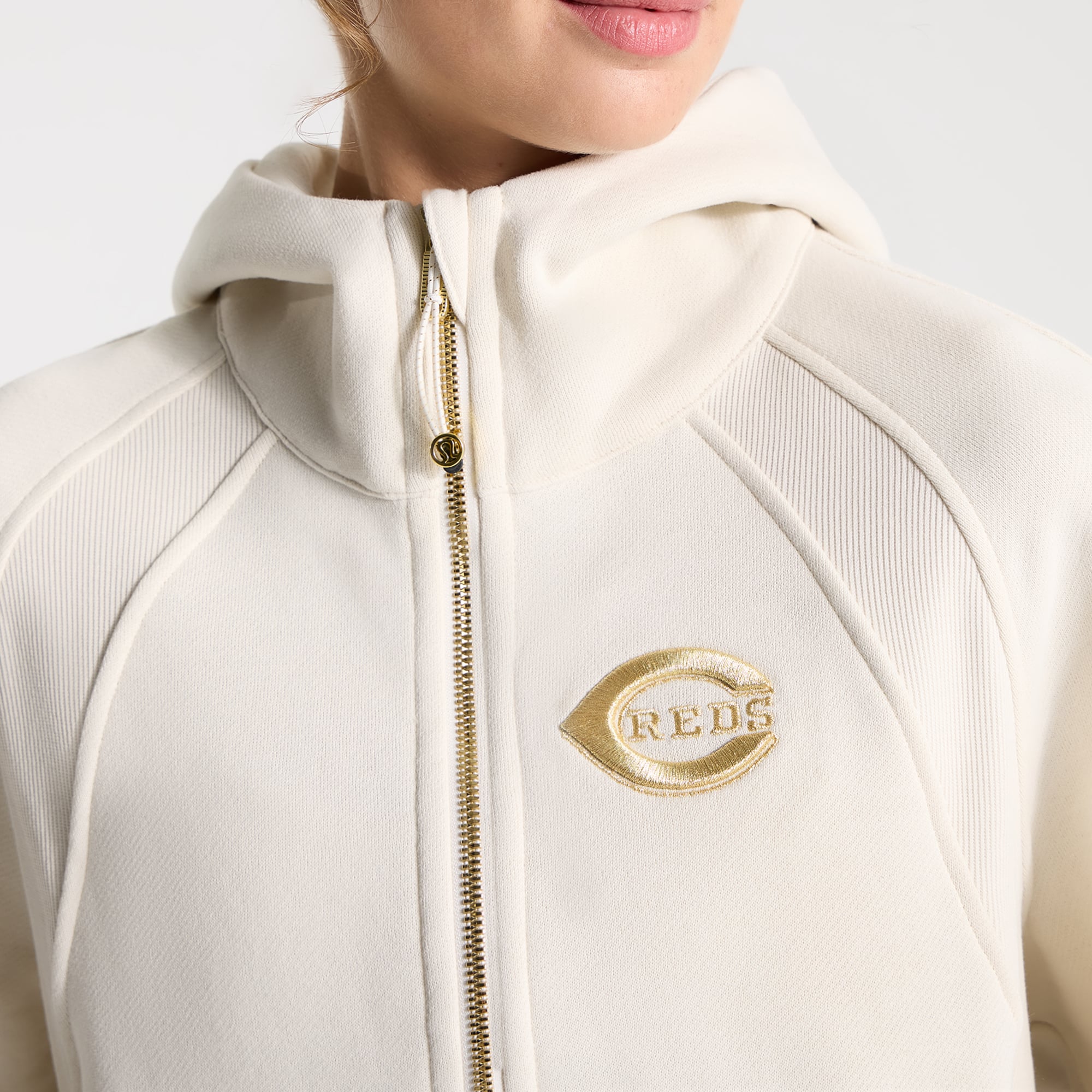 Women's lululemon Light Ivory Cincinnati Reds Scuba Oversized Half-Zip Hoodie