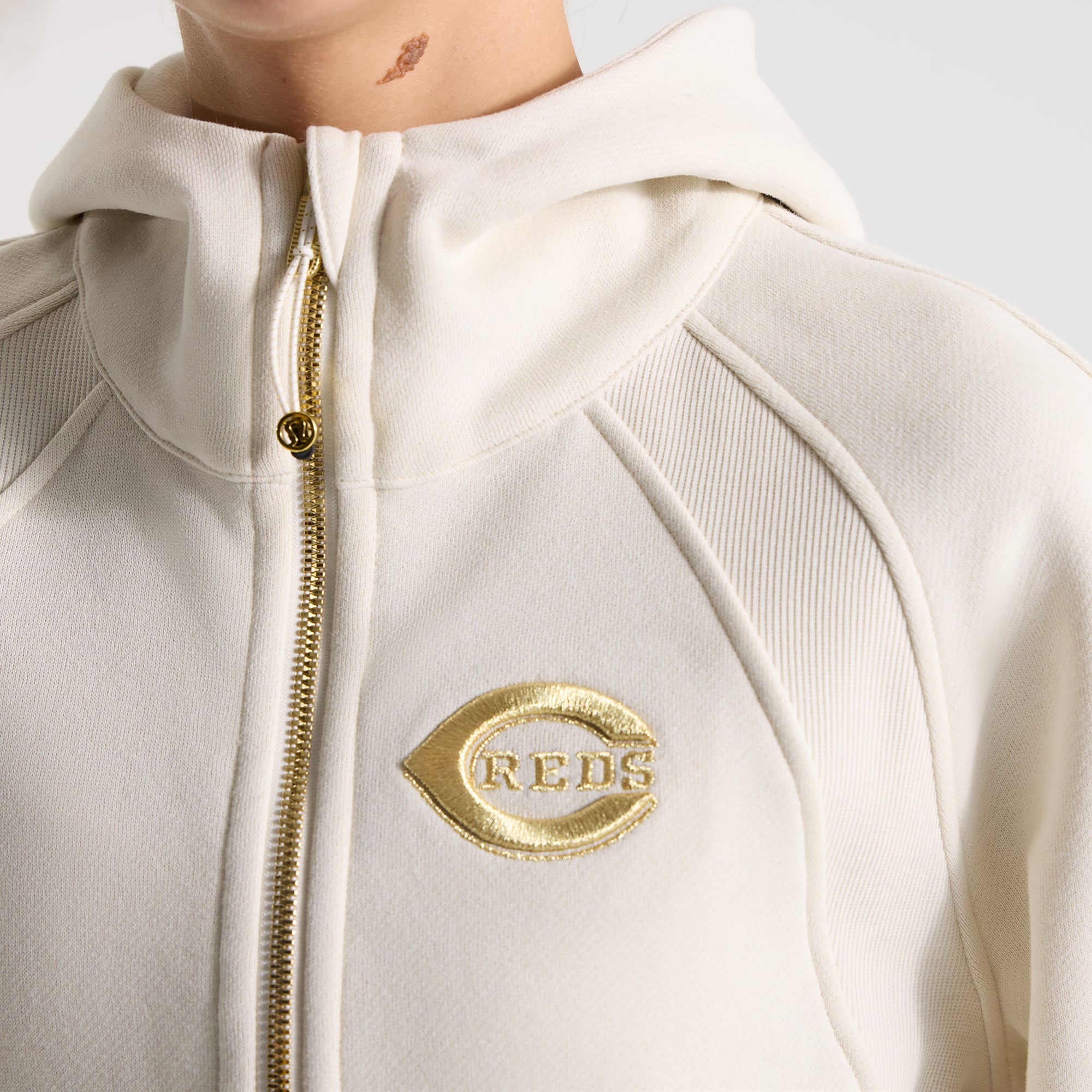 Women's lululemon Light Ivory Cincinnati Reds Scuba Oversized Half-Zip Hoodie