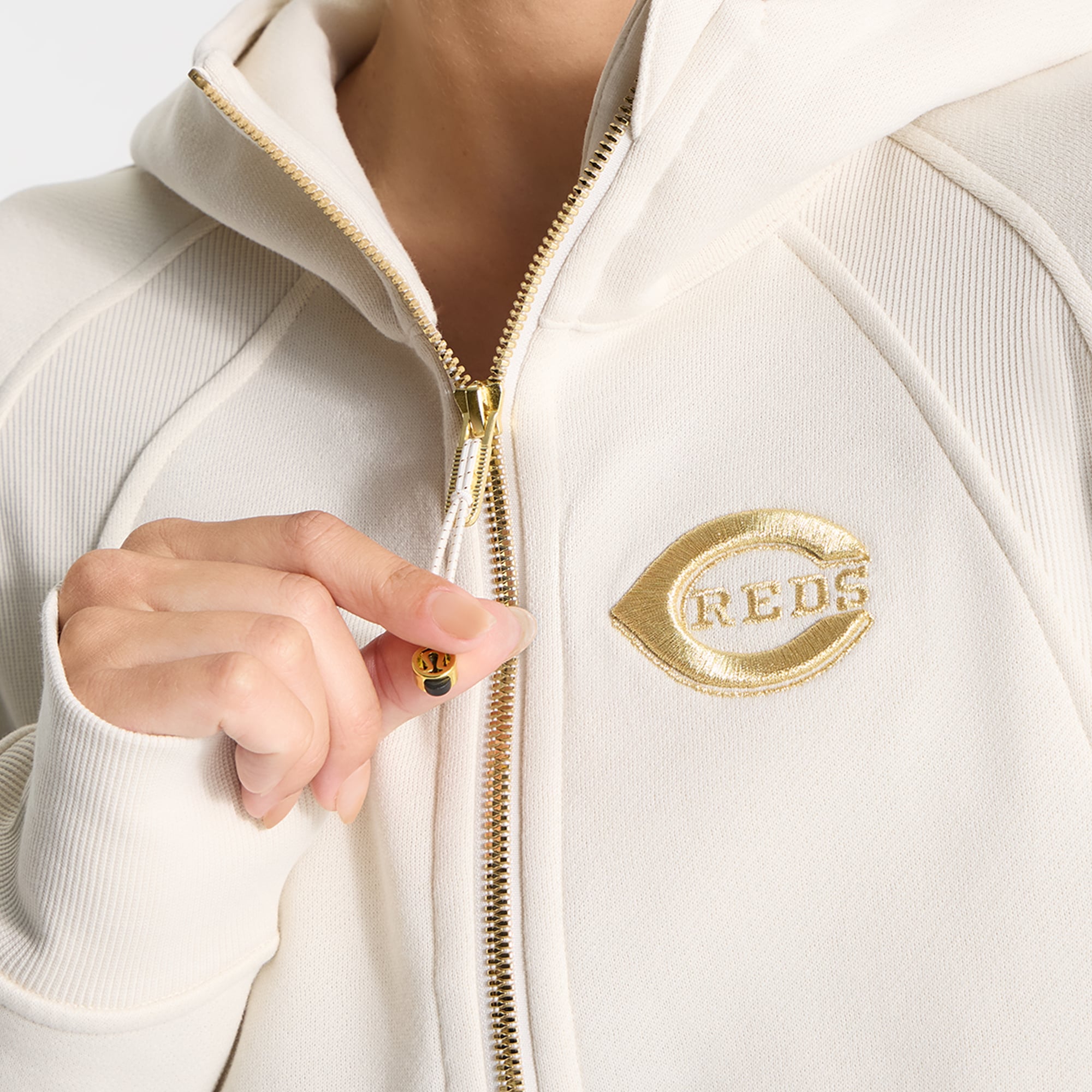 Women's lululemon Light Ivory Cincinnati Reds Scuba Oversized Half-Zip Hoodie