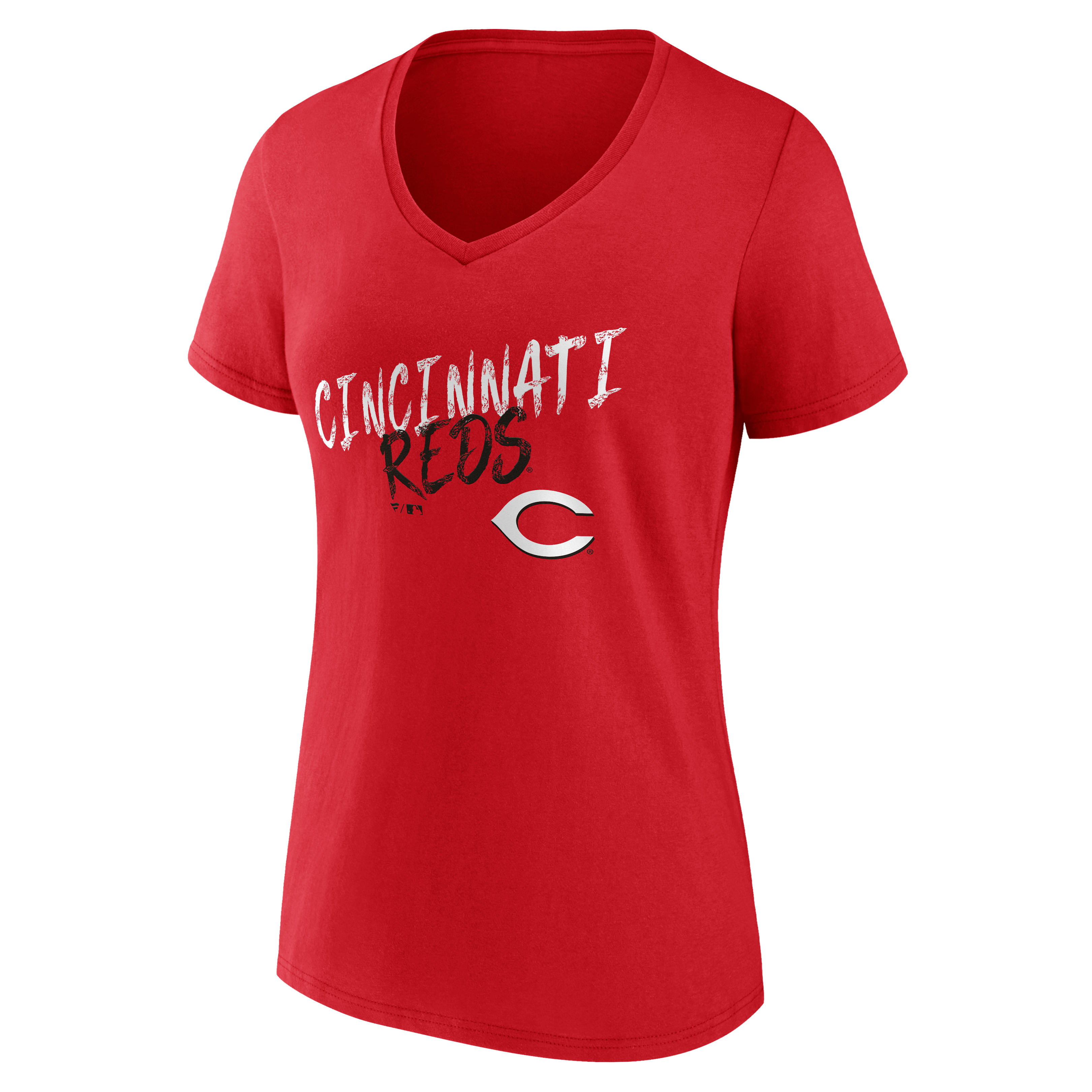 T-shirt à col en V personnalisé avec nom et numéro des Reds de Cincinnati pour femmes