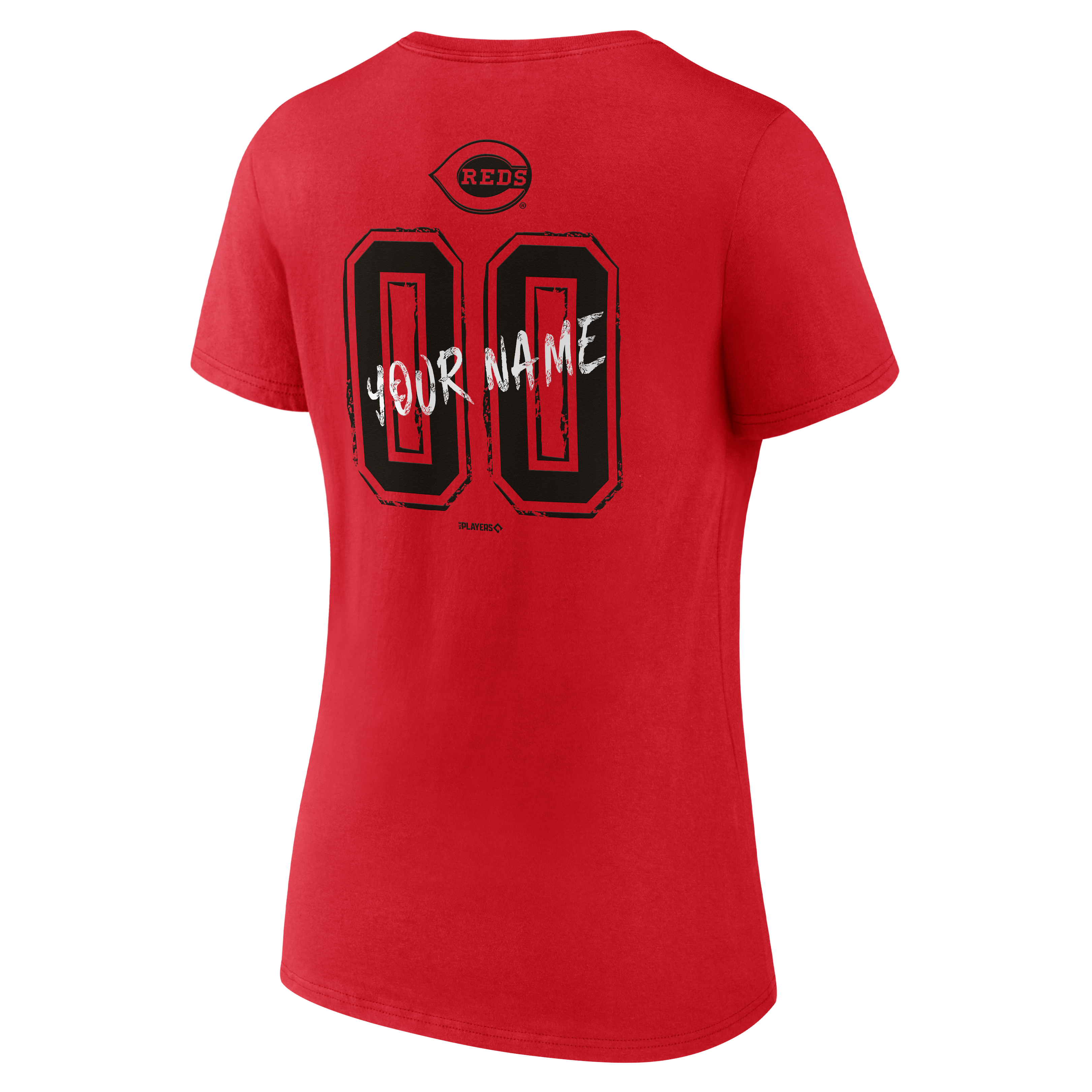 T-shirt à col en V personnalisé avec nom et numéro des Reds de Cincinnati pour femmes